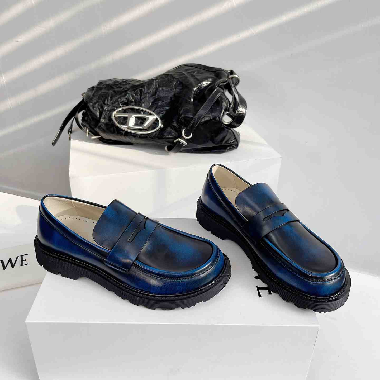 Loewe Blaze Loafer In Bicolour Brushed-off Calfskin - FashionPlug