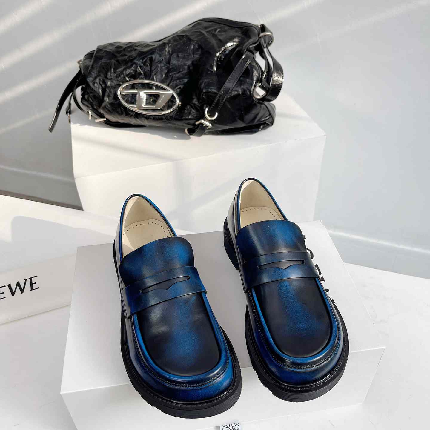 Loewe Blaze Loafer In Bicolour Brushed-off Calfskin - FashionPlug