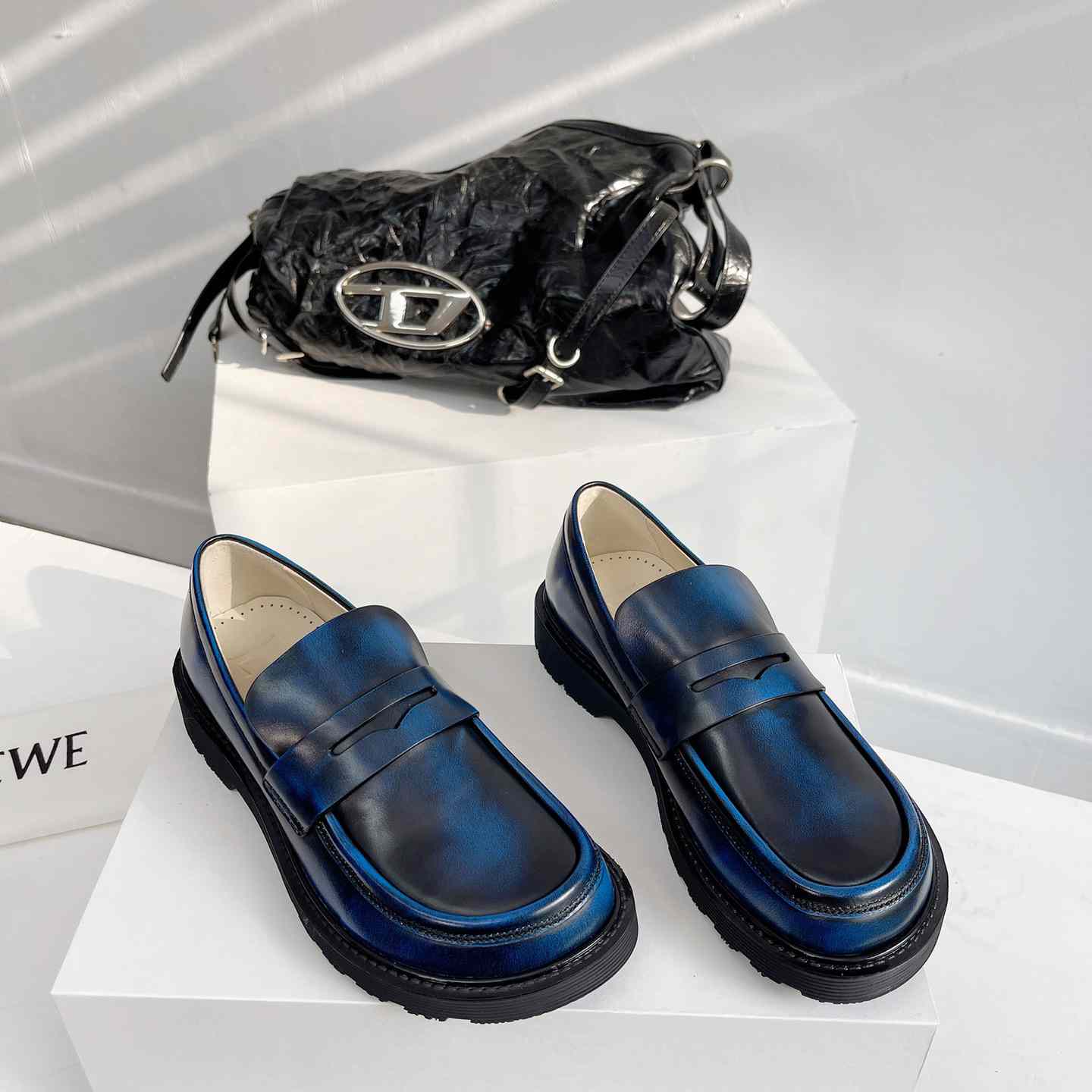 Loewe Blaze Loafer In Bicolour Brushed-off Calfskin - FashionPlug