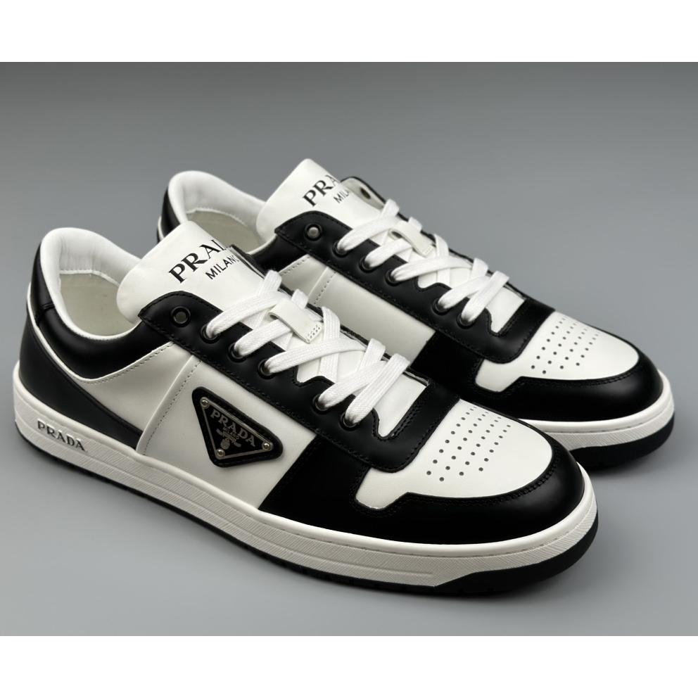 Prada Downtown Perforated Leather Sneakers - FashionPlug