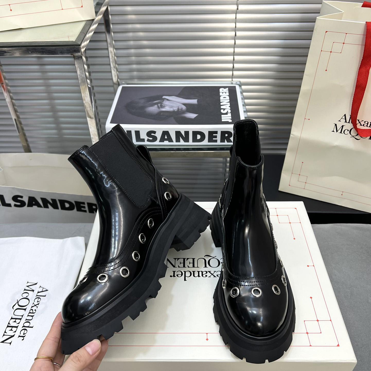 Alexander Mcqueen Stud Embellishment Ankle Boots - FashionPlug