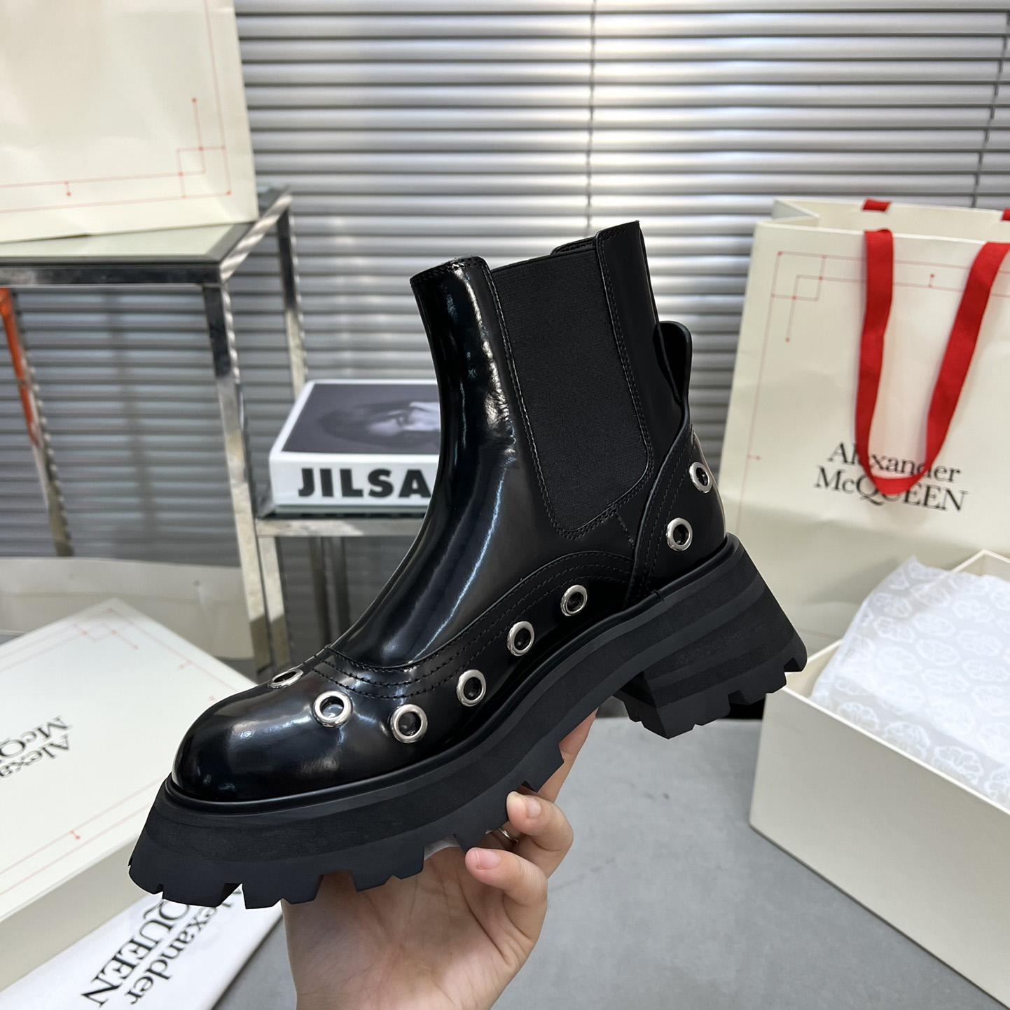 Alexander Mcqueen Stud Embellishment Ankle Boots - FashionPlug