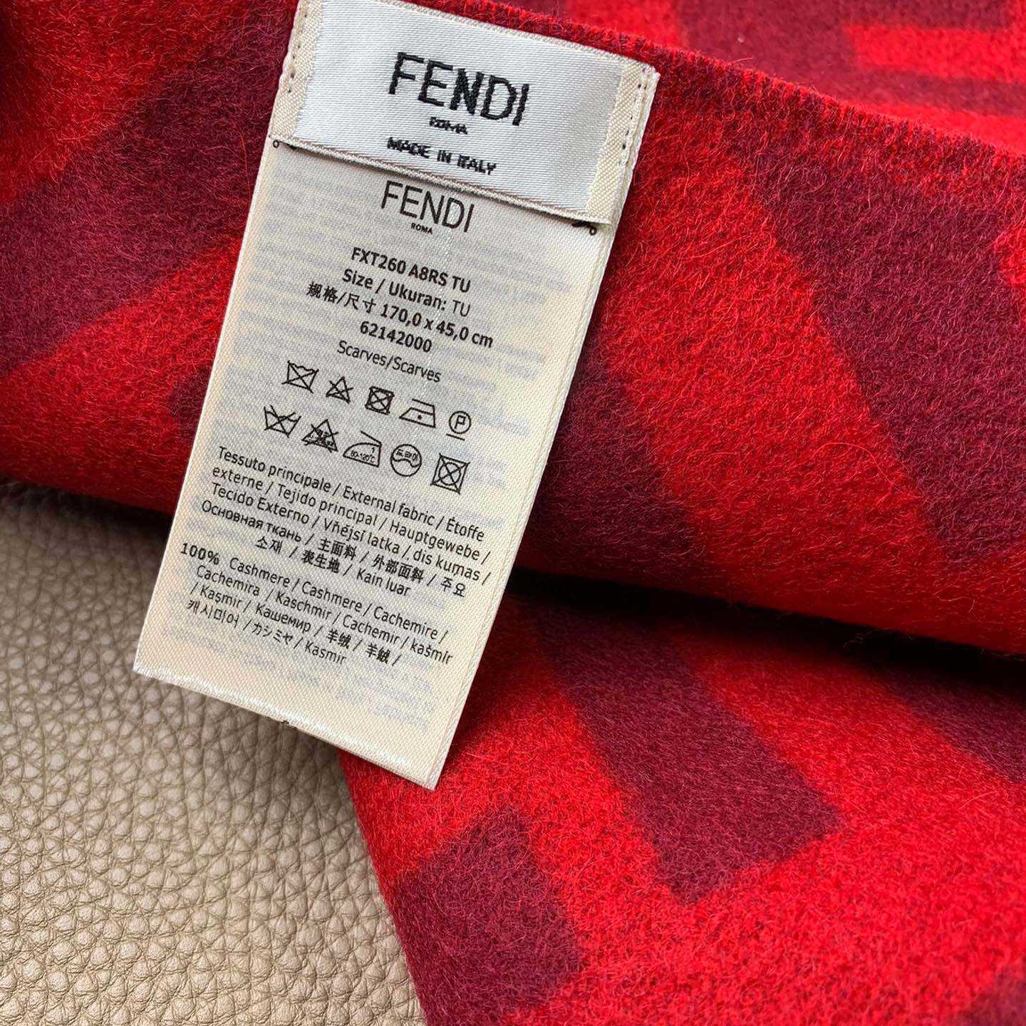 Fendi Red Cashmere Scarf - FashionPlug