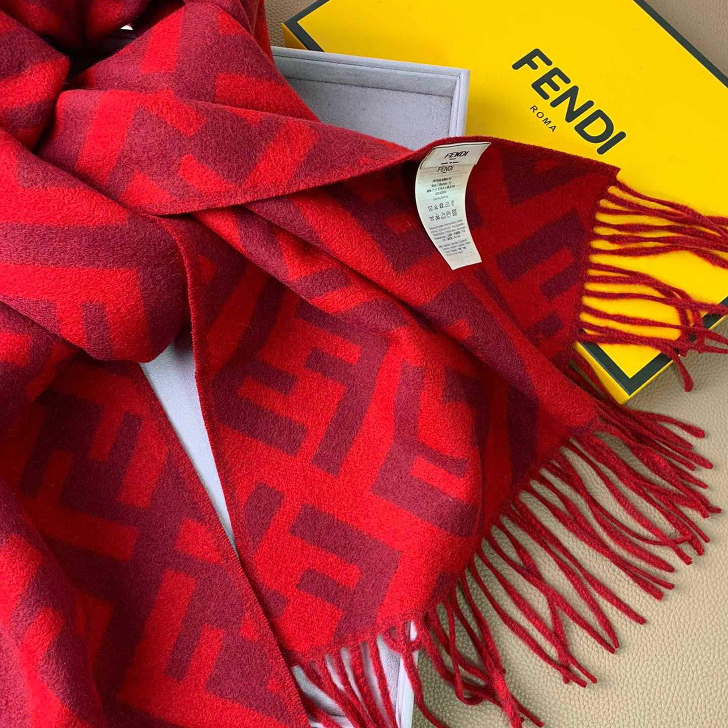 Fendi Red Cashmere Scarf - FashionPlug
