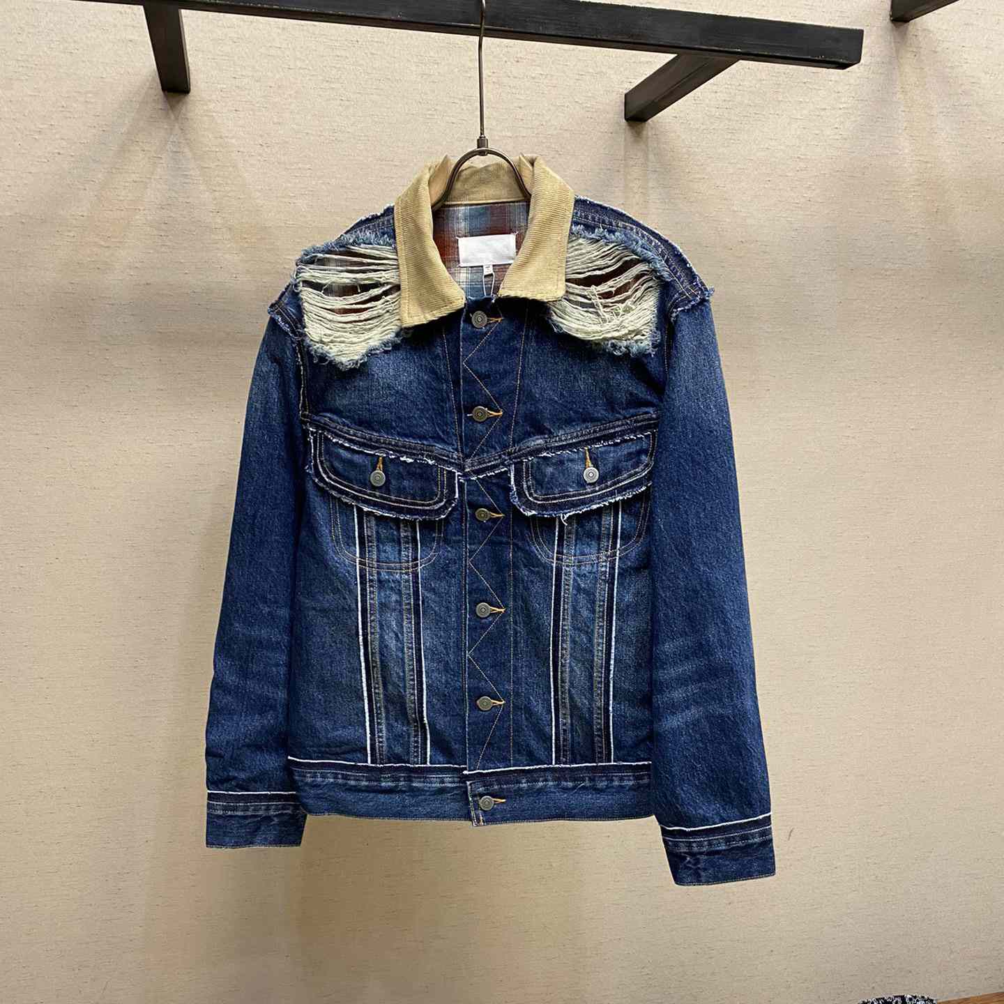 Maison Margiela Ripped-detail Denim Jacket - FashionPlug