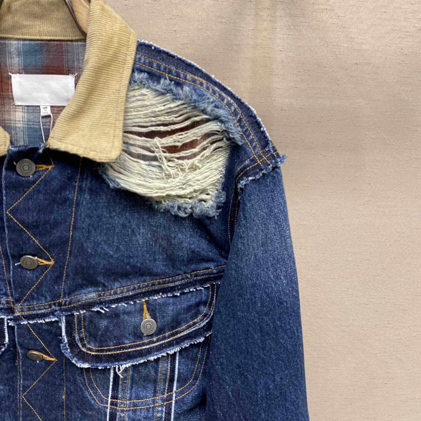 Maison Margiela Ripped-detail Denim Jacket - FashionPlug