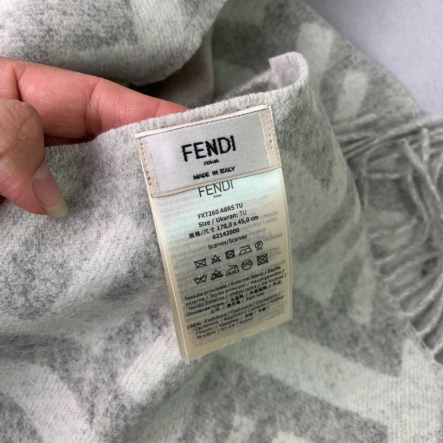 Fendi Pale Grey Cashmere Scarf - FashionPlug