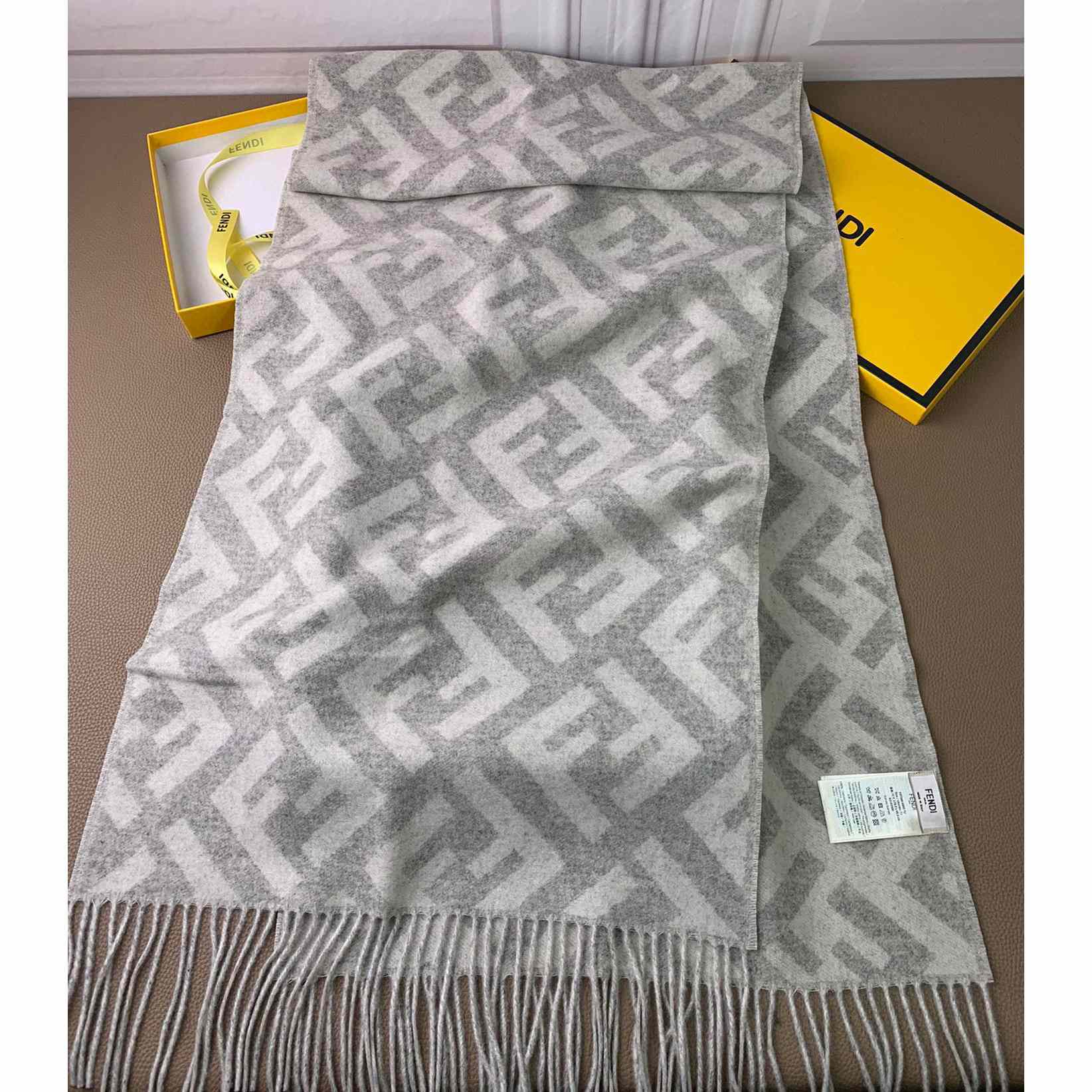 Fendi Pale Grey Cashmere Scarf - FashionPlug