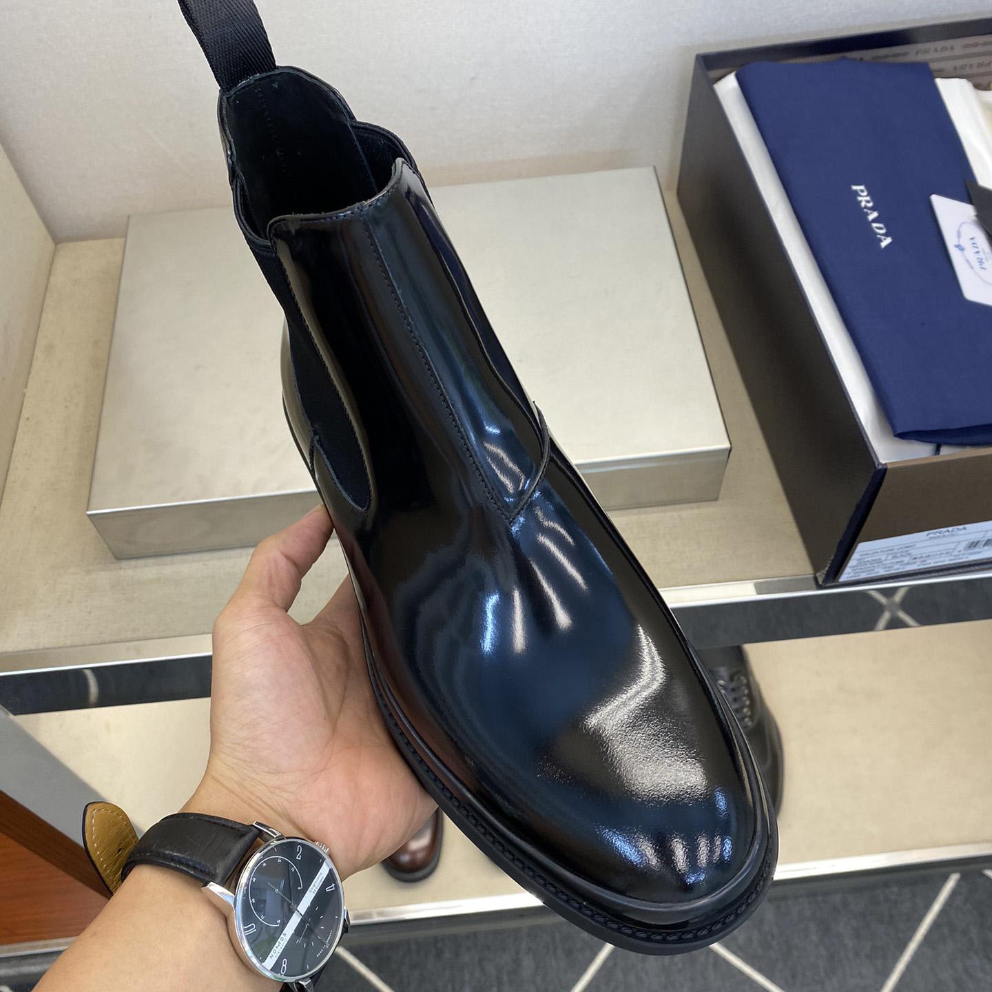 Prada Brushed Leather Chelsea Boots - FashionPlug