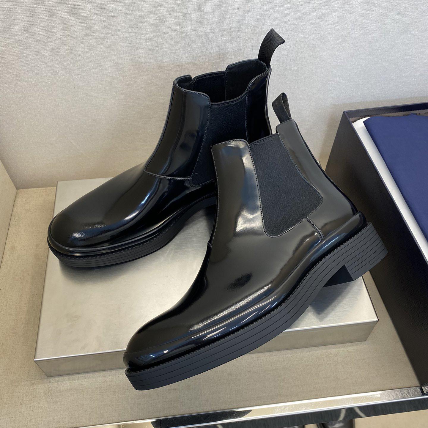 Prada Brushed Leather Chelsea Boots - FashionPlug
