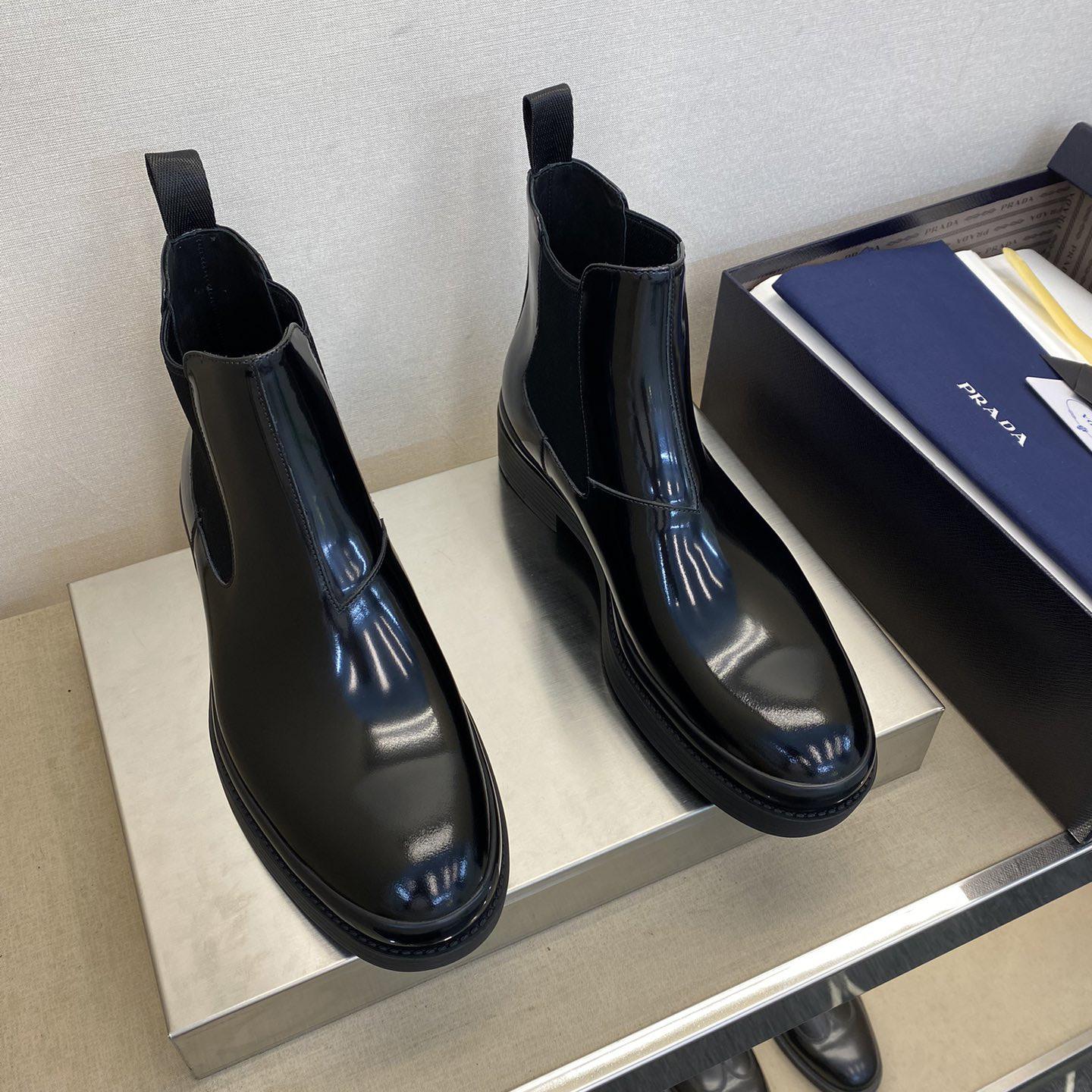 Prada Brushed Leather Chelsea Boots - FashionPlug