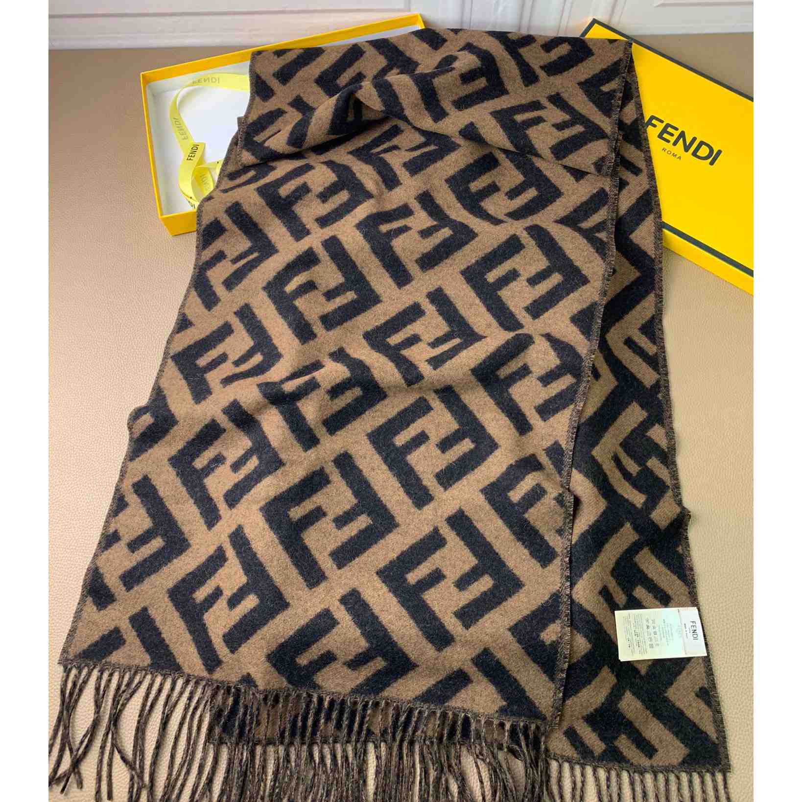 Fendi Brown Cashmere Scarf - FashionPlug