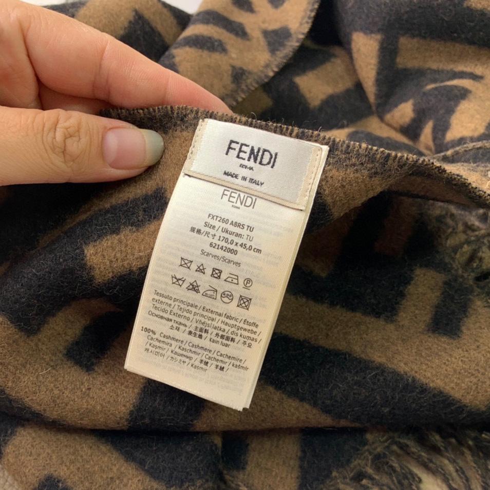 Fendi Brown Cashmere Scarf - FashionPlug