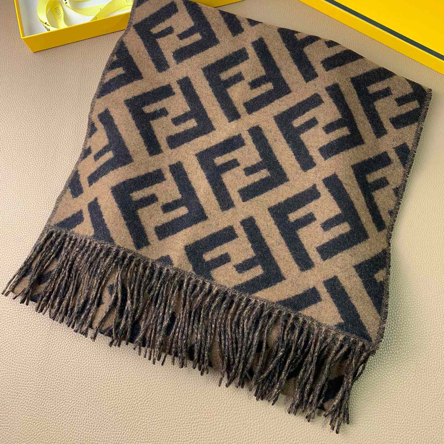 Fendi Brown Cashmere Scarf - FashionPlug