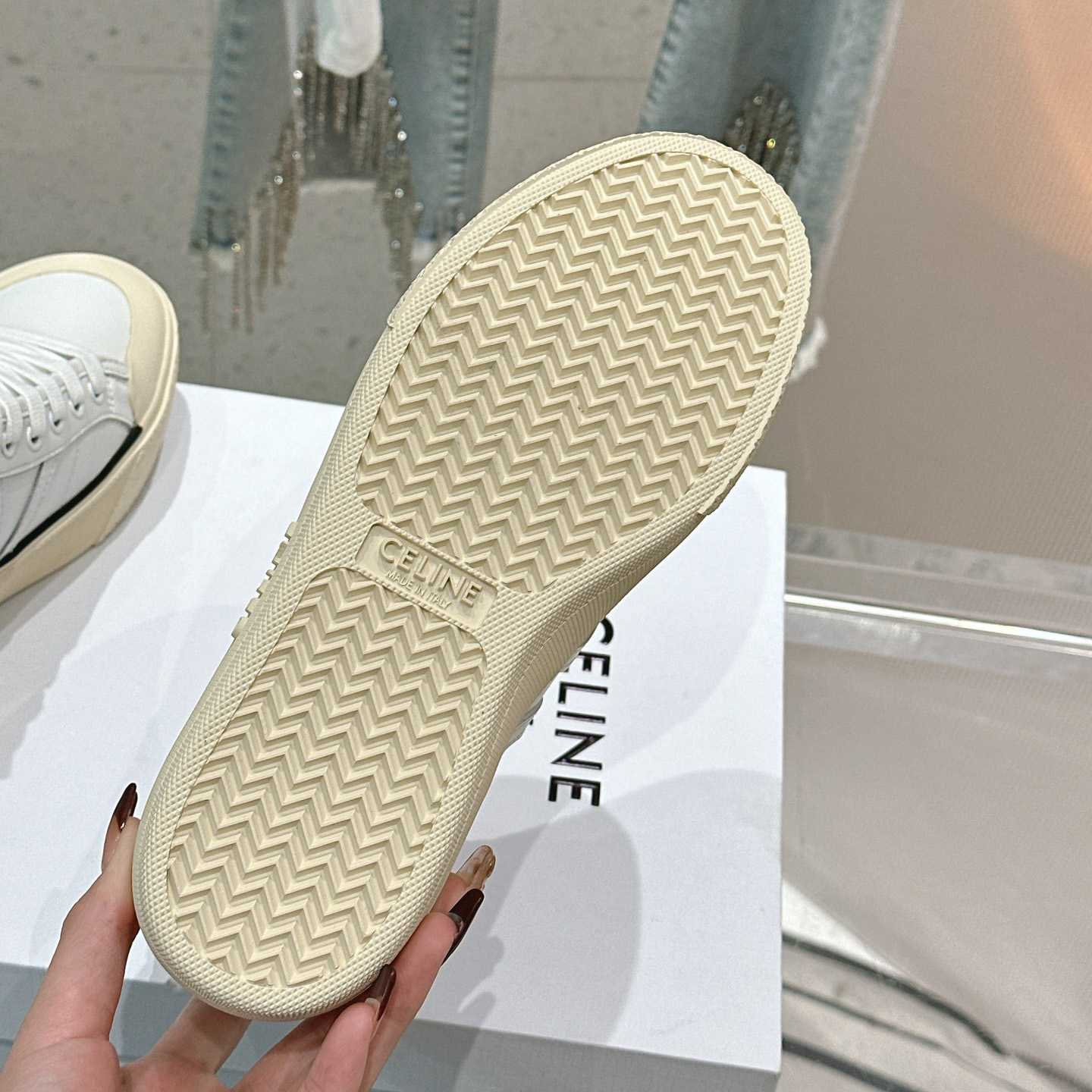 Celine AS-02 Mid Low Lace-up Celine Alan Sneakers With Triomphe Patch In Calfskin - FashionPlug