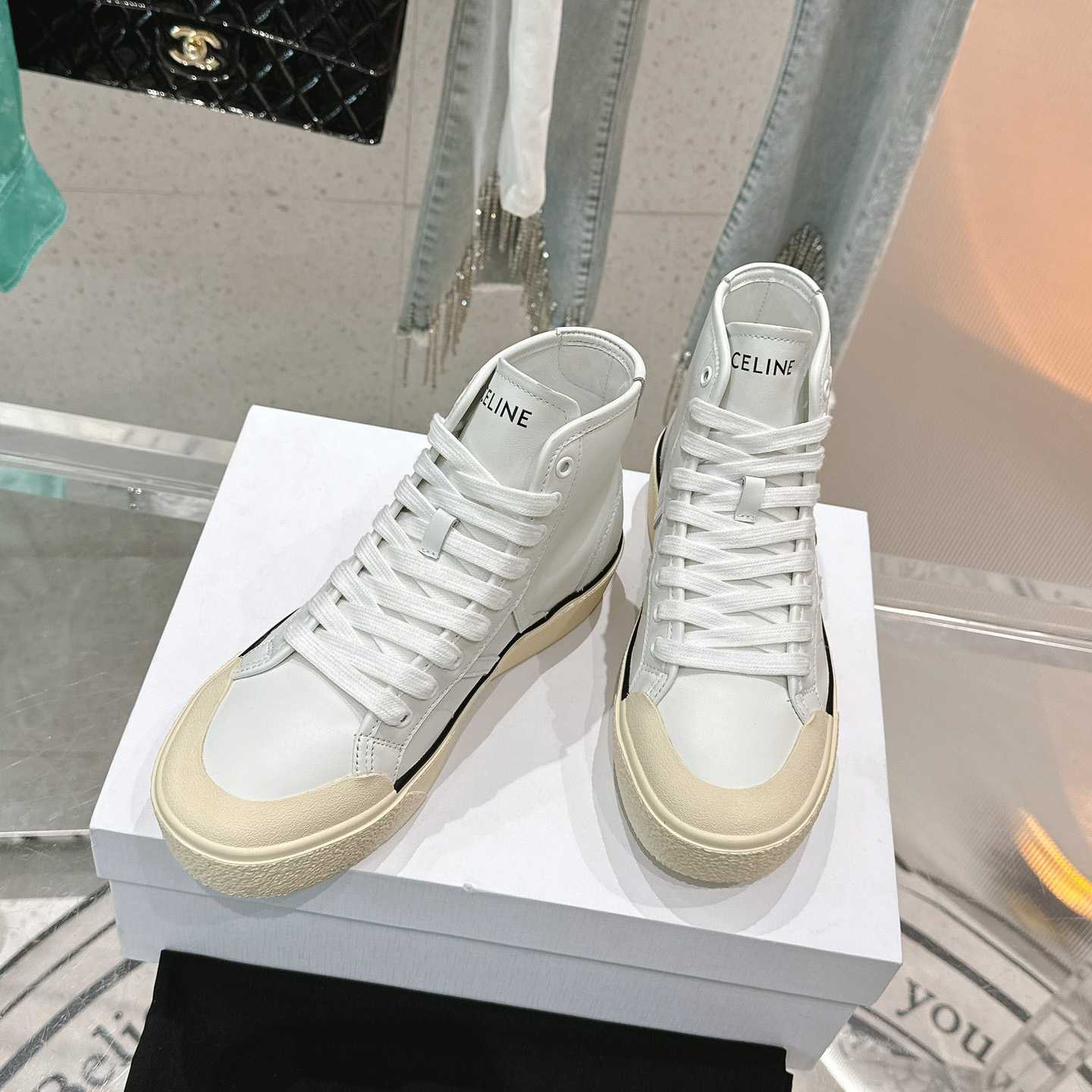 Celine AS-02 Mid Low Lace-up Celine Alan Sneakers With Triomphe Patch In Calfskin - FashionPlug