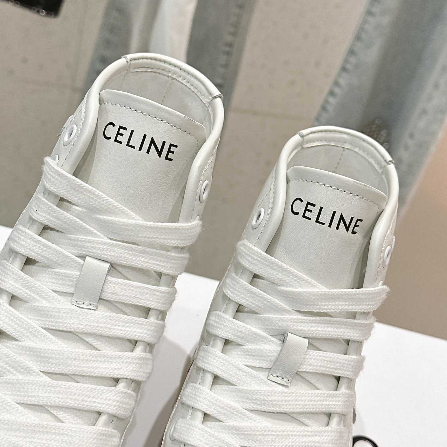 Celine AS-02 Mid Low Lace-up Celine Alan Sneakers With Triomphe Patch In Calfskin - FashionPlug