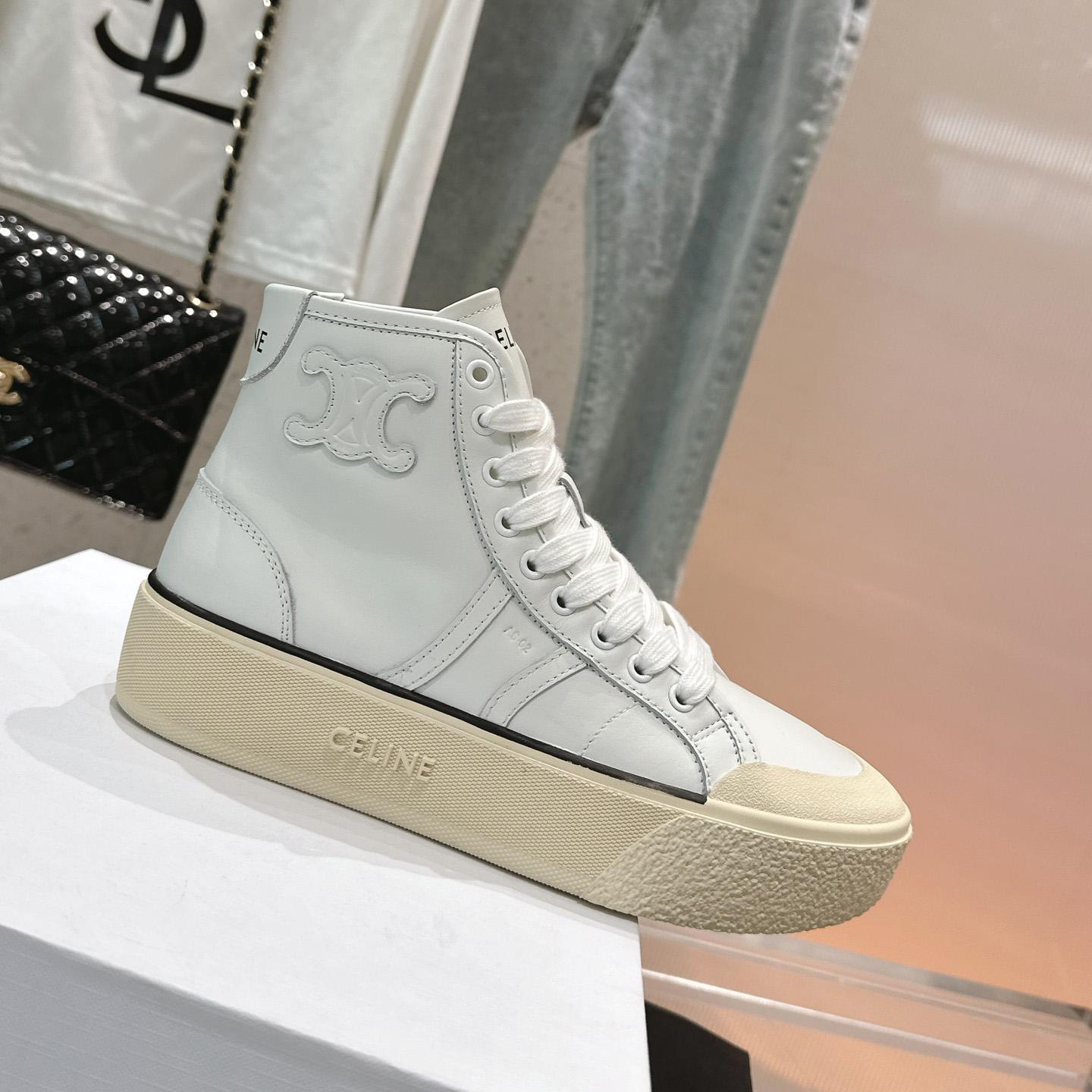 Celine AS-02 Mid Low Lace-up Celine Alan Sneakers With Triomphe Patch In Calfskin - FashionPlug