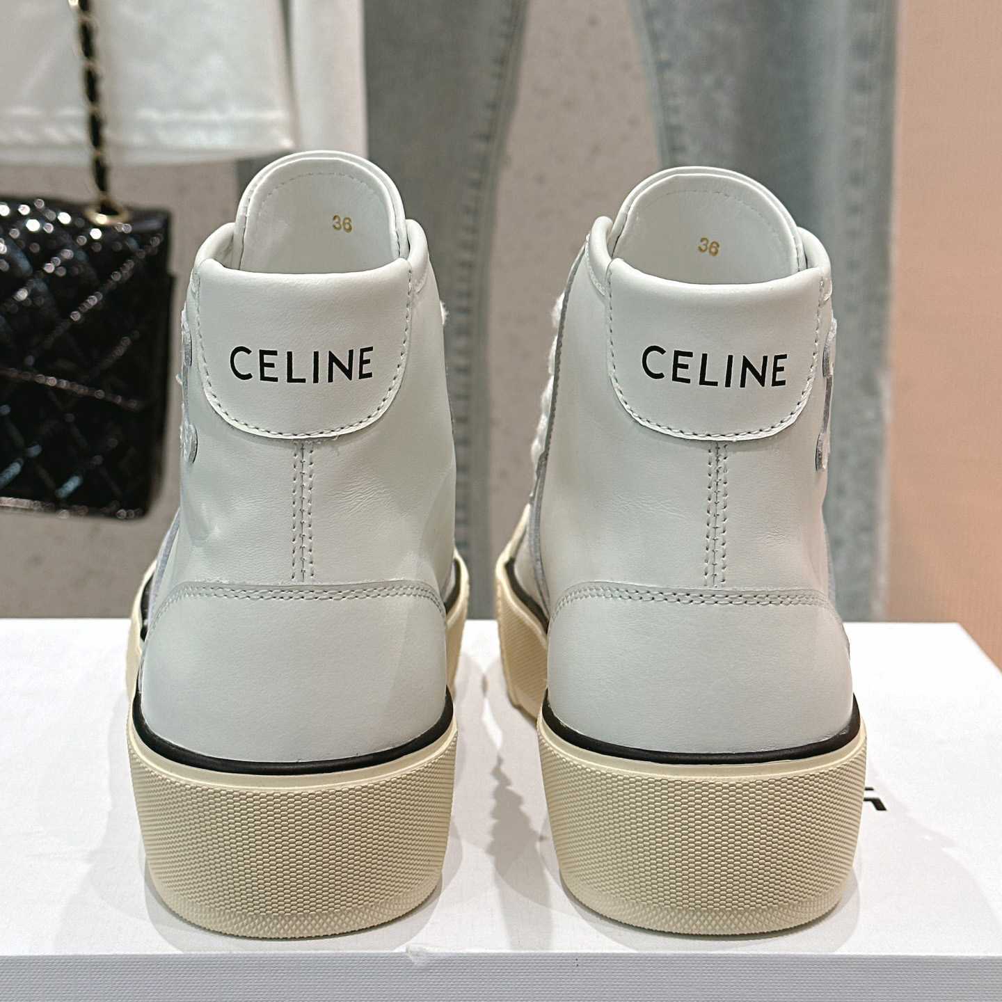 Celine AS-02 Mid Low Lace-up Celine Alan Sneakers With Triomphe Patch In Calfskin - FashionPlug
