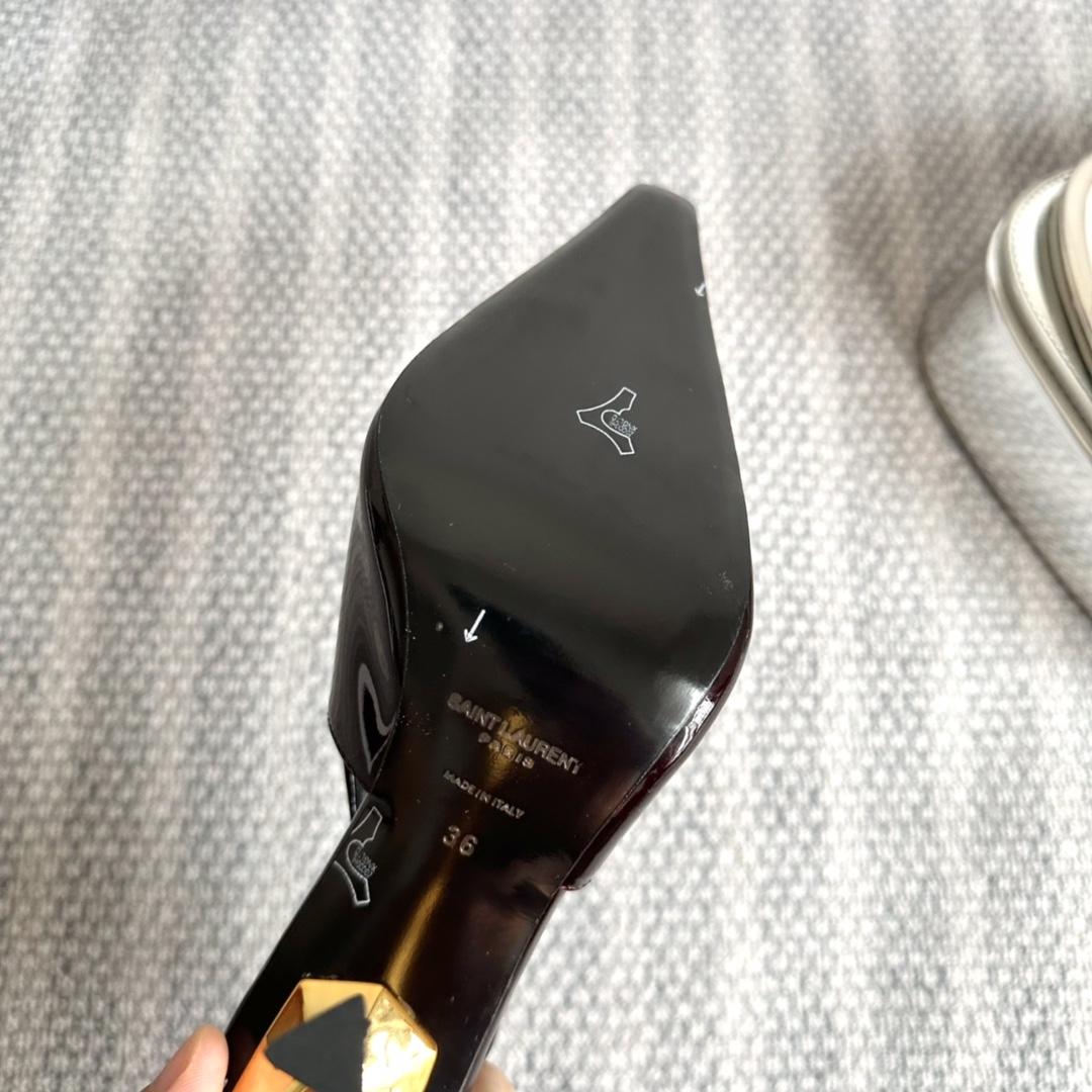 Saint Laurent Lee Slingback Pumps In Patent Leather - FashionPlug