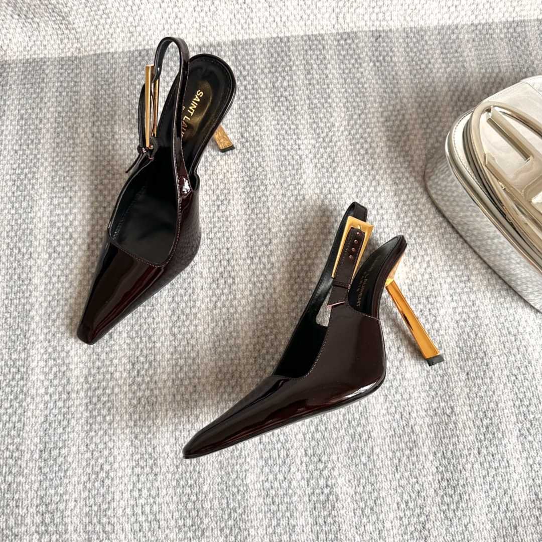 Saint Laurent Lee Slingback Pumps In Patent Leather - FashionPlug