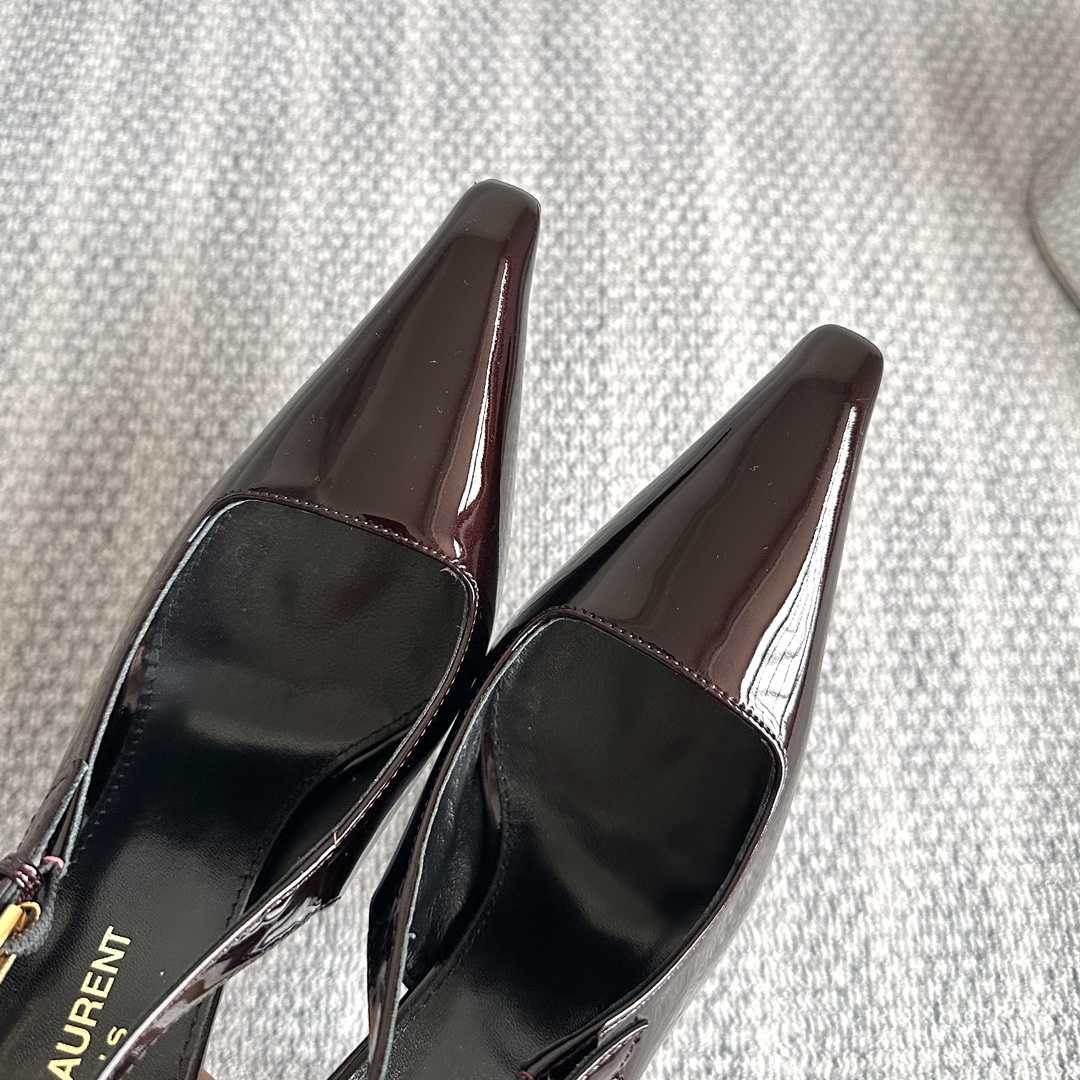Saint Laurent Lee Slingback Pumps In Patent Leather - FashionPlug