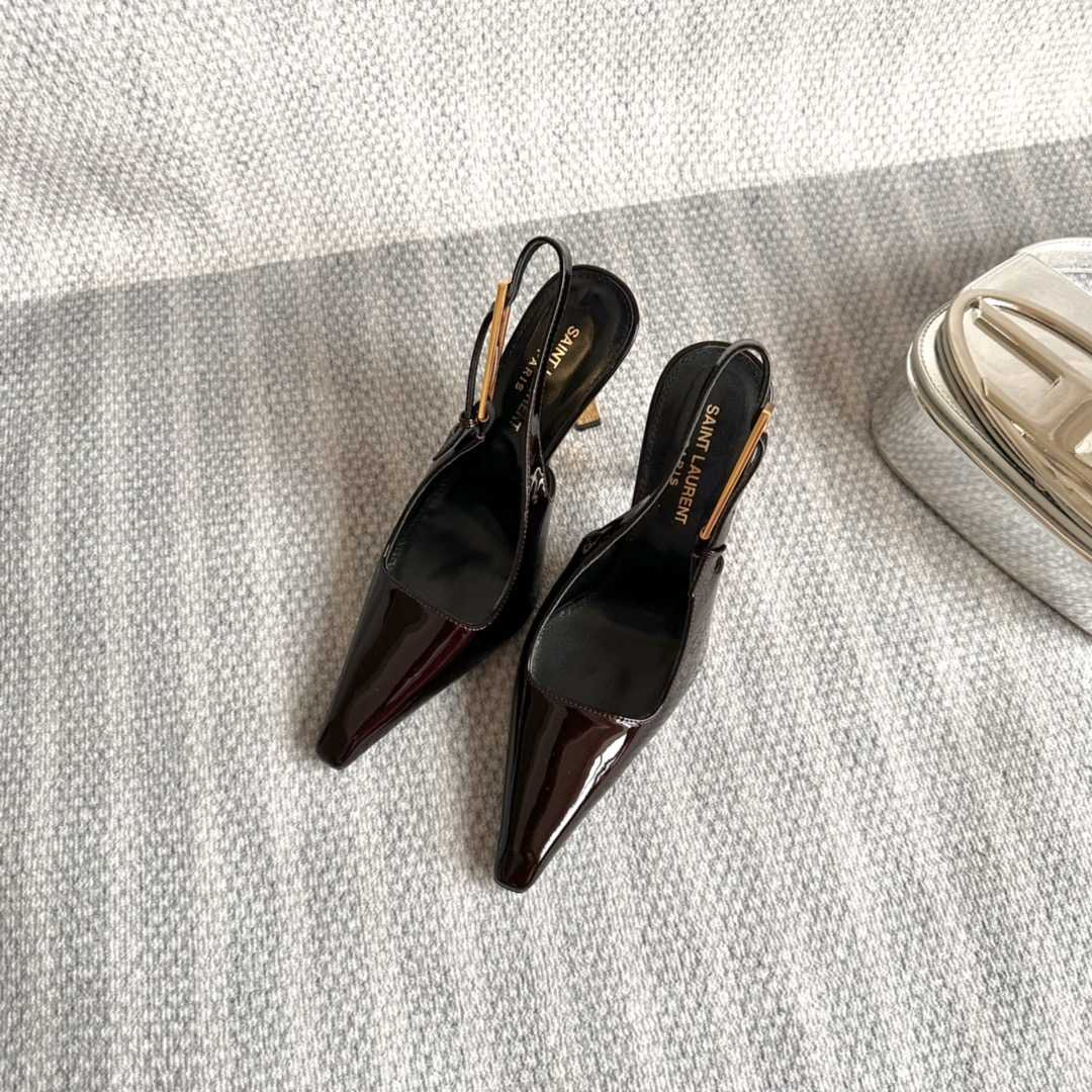 Saint Laurent Lee Slingback Pumps In Patent Leather - FashionPlug