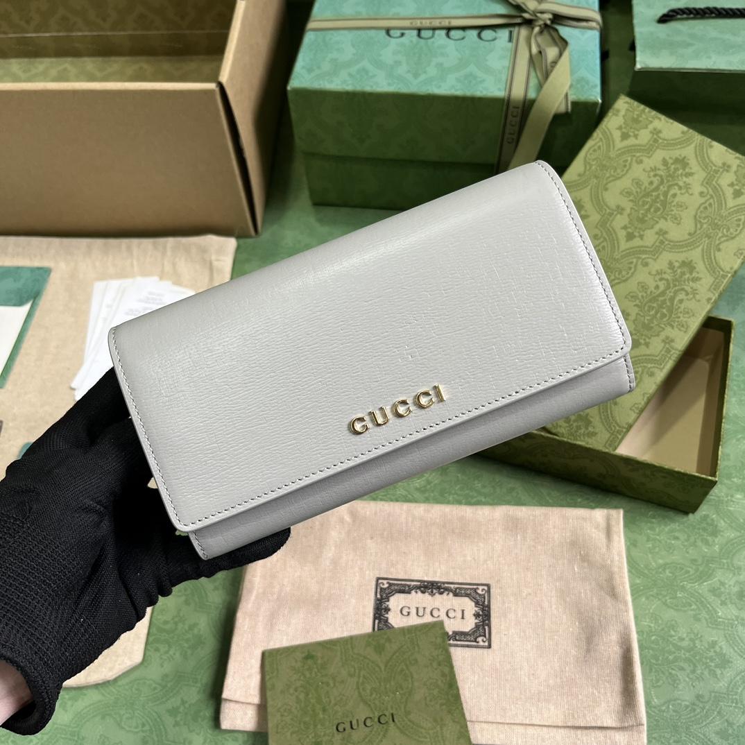 Gucci Continental Wallet With Gucci Script - FashionPlug