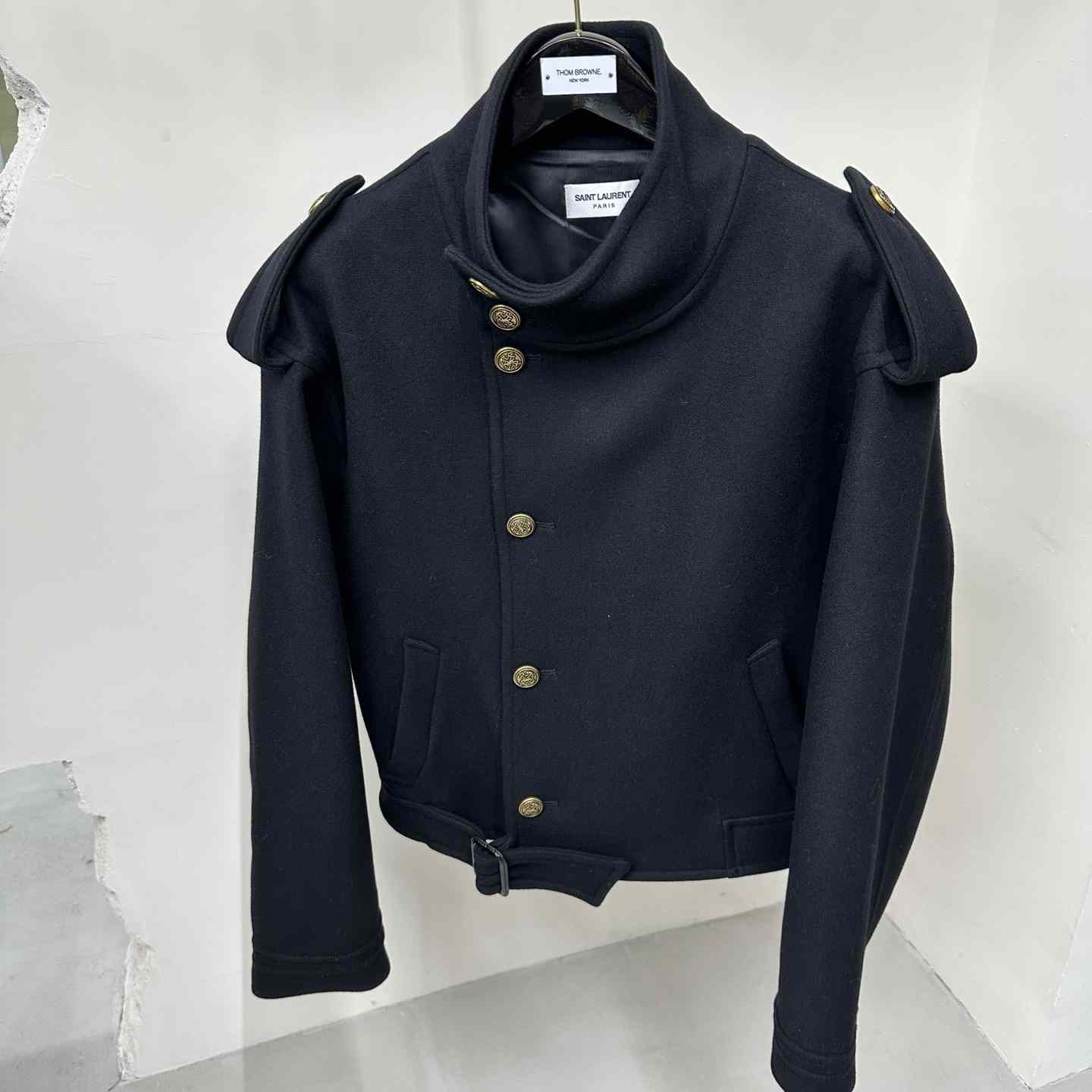 Saint Laurent Button-up Wool Military Jacket - FashionPlug