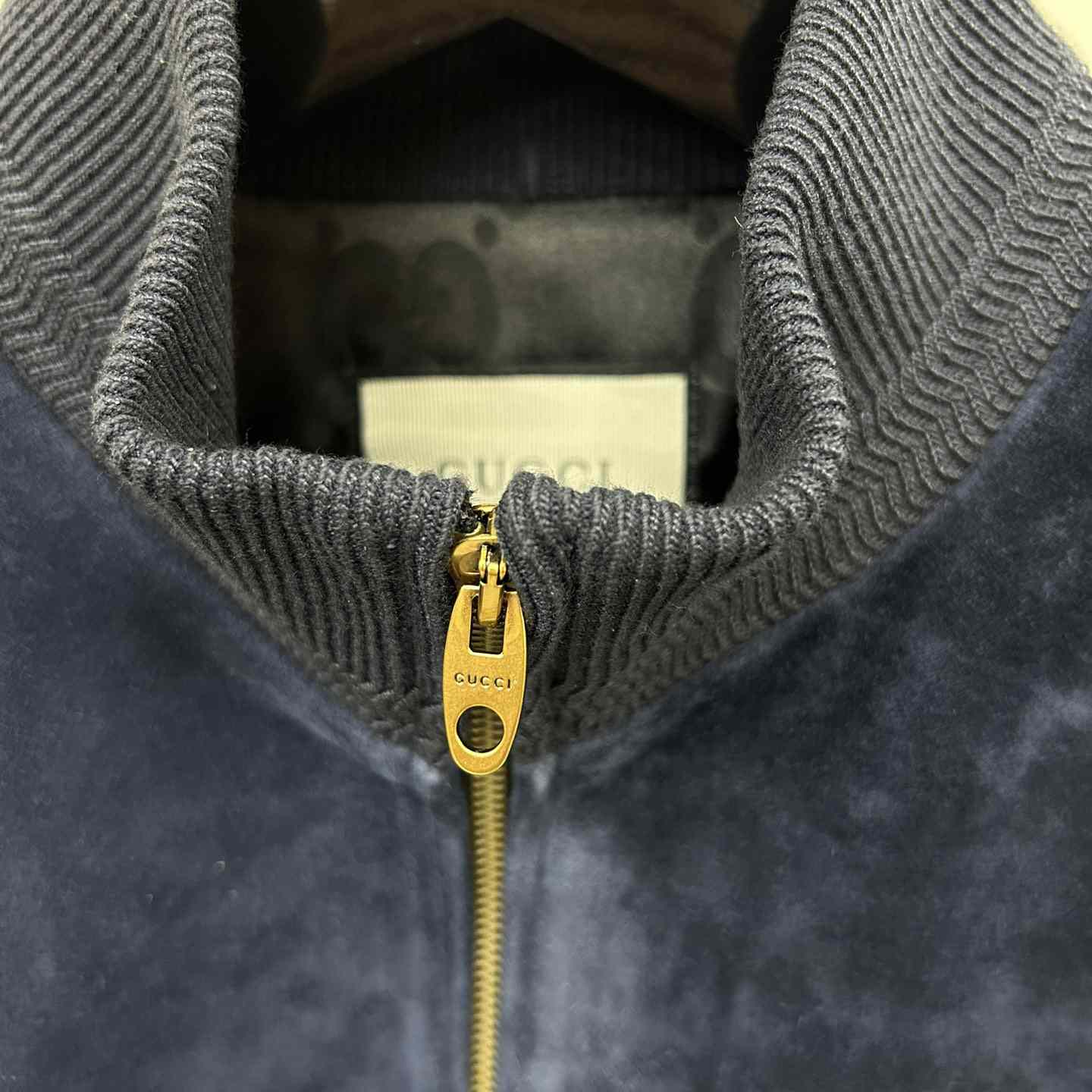 Gucci Suede Bomber Jacket - FashionPlug
