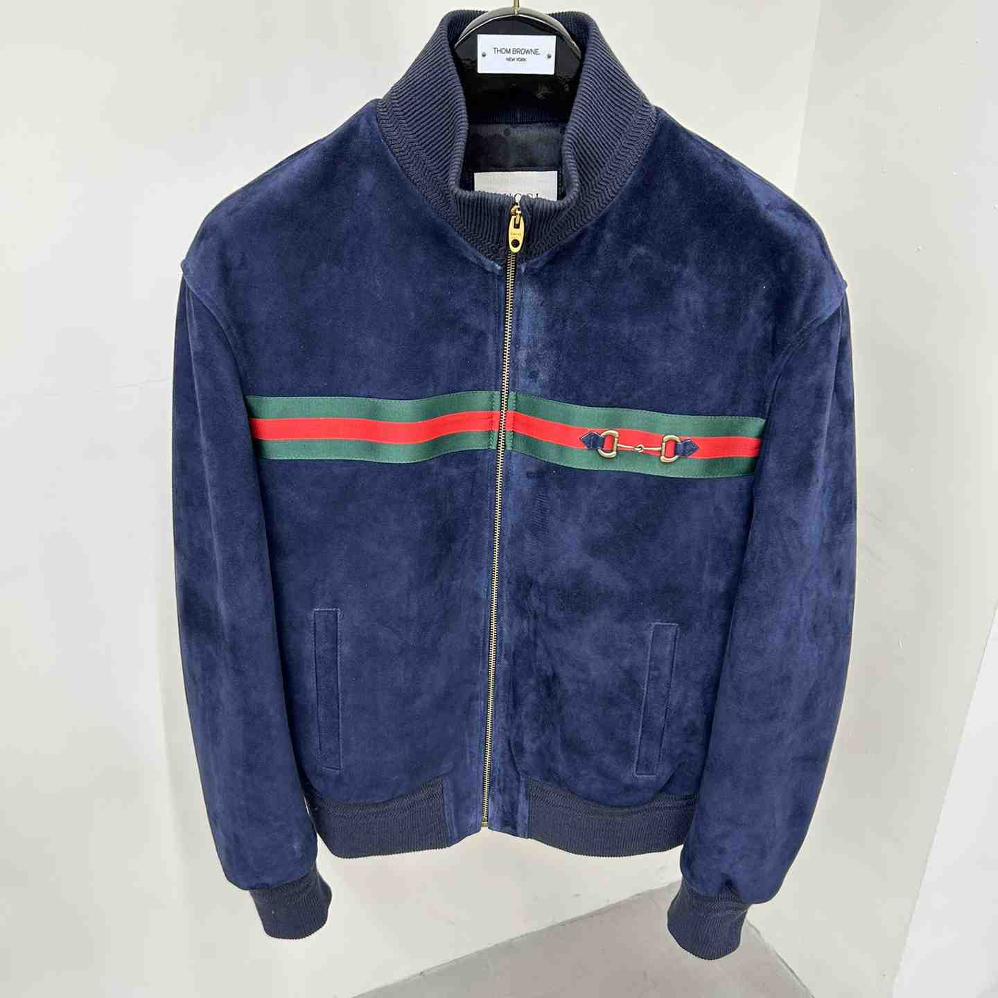 Gucci Suede Bomber Jacket - FashionPlug