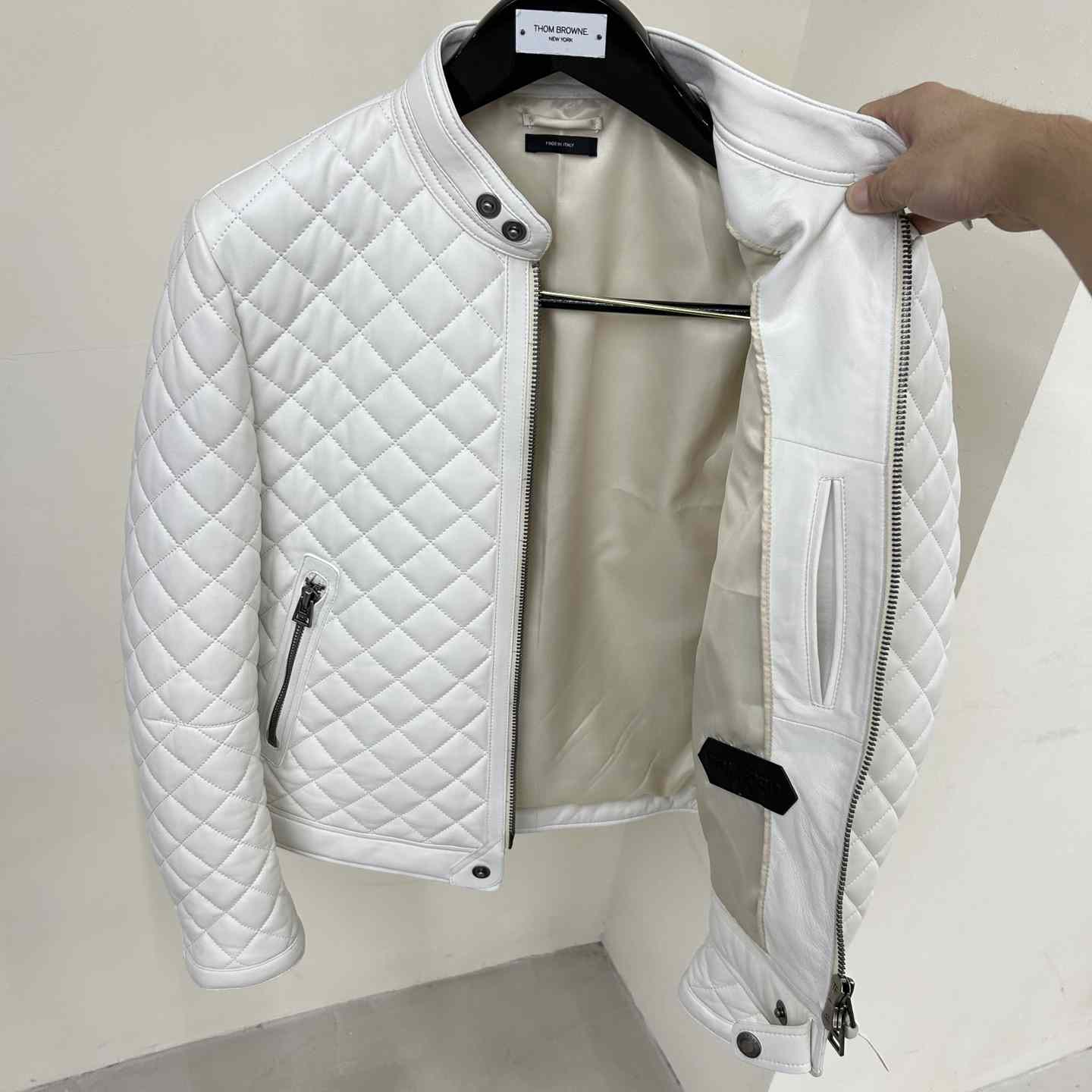Dior Feather Nappa Quilted Cafe Racer - FashionPlug