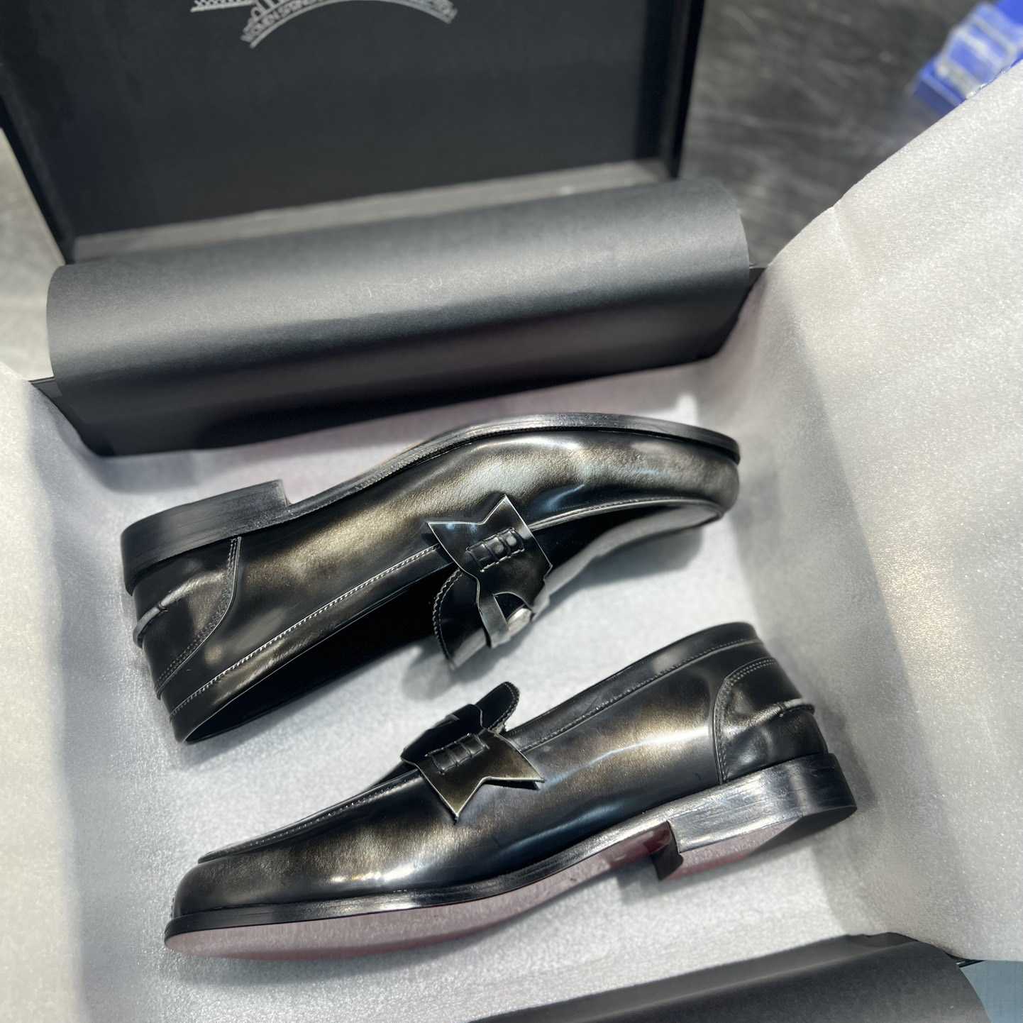 Christian Louboutin Penny Loafers - Calf leather - Silver - FashionPlug
