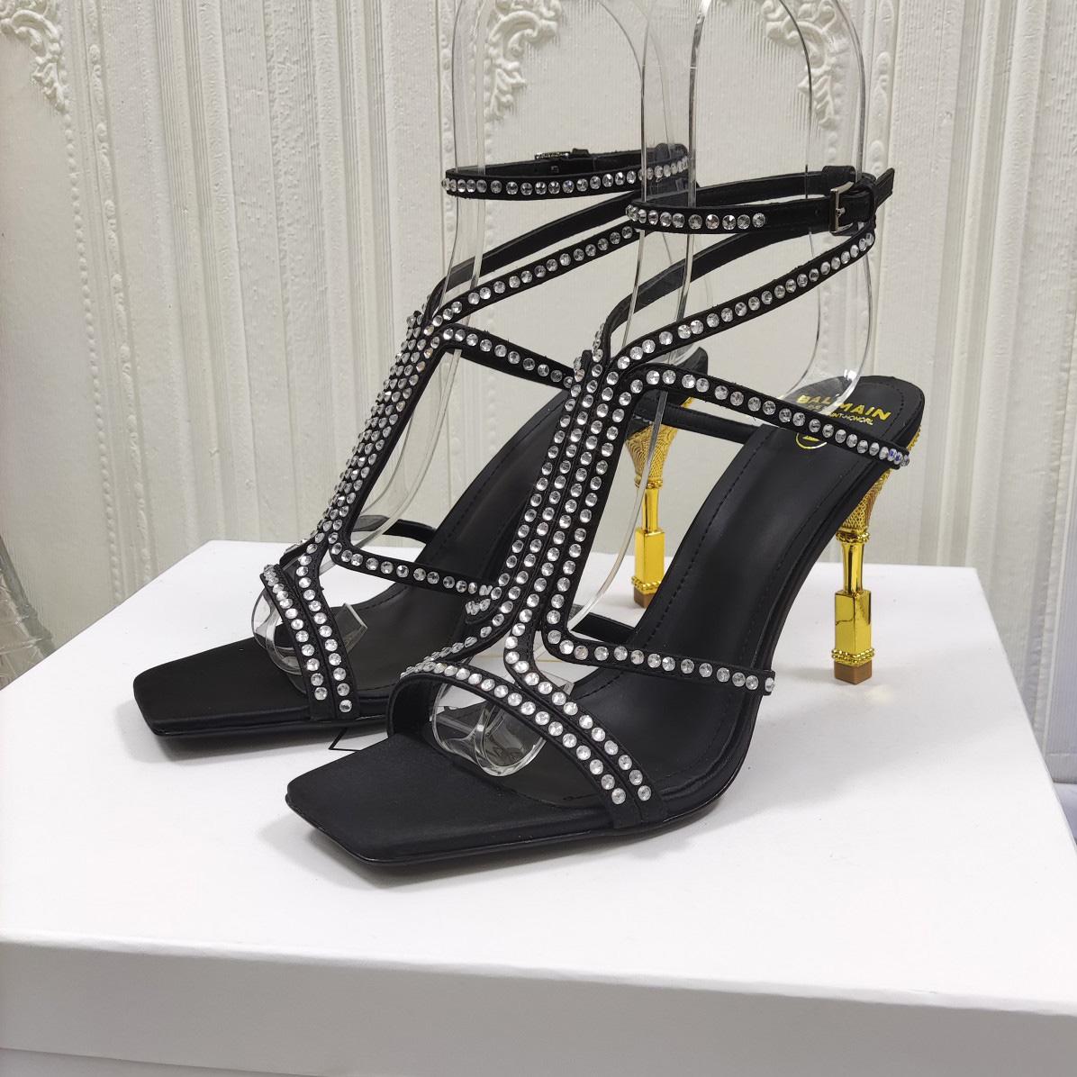 Balmain Moneta 95mm Crystal-embellished Sandals - FashionPlug