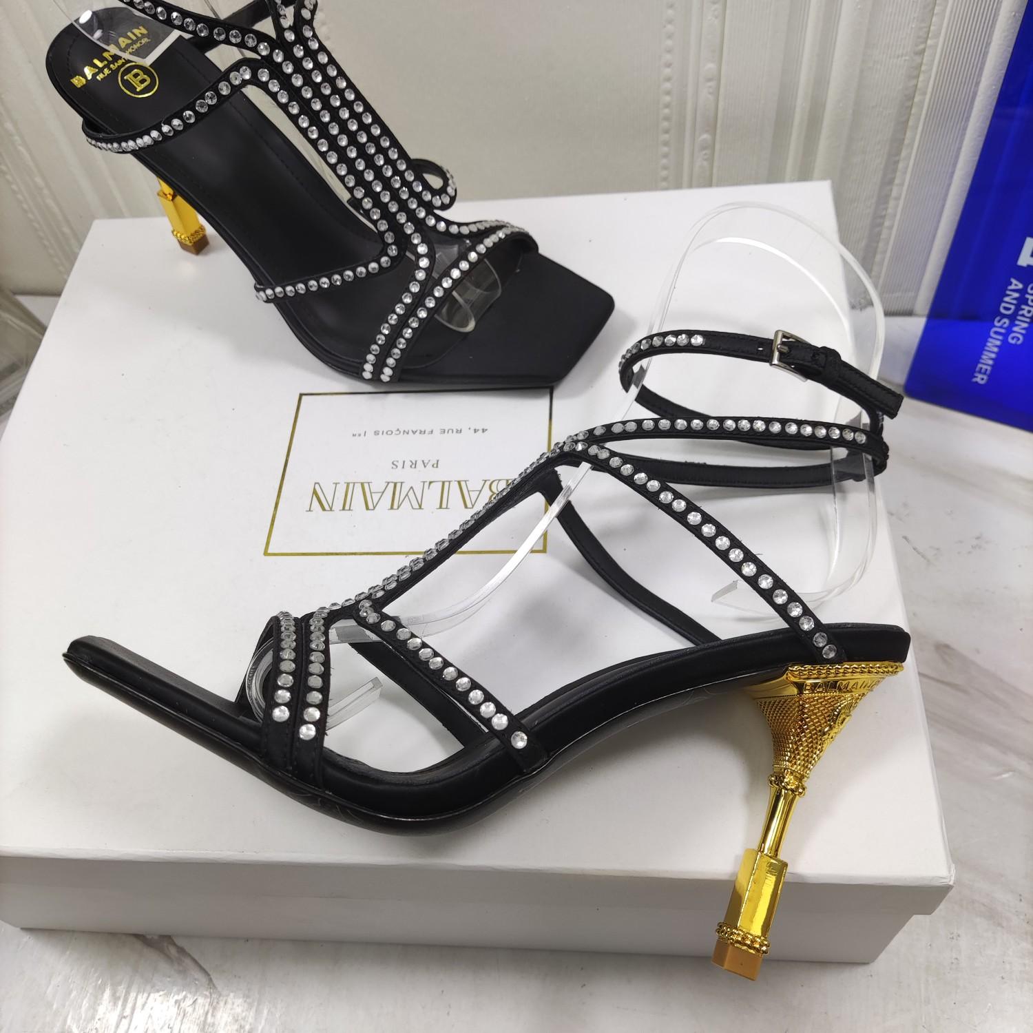 Balmain Moneta 95mm Crystal-embellished Sandals - FashionPlug