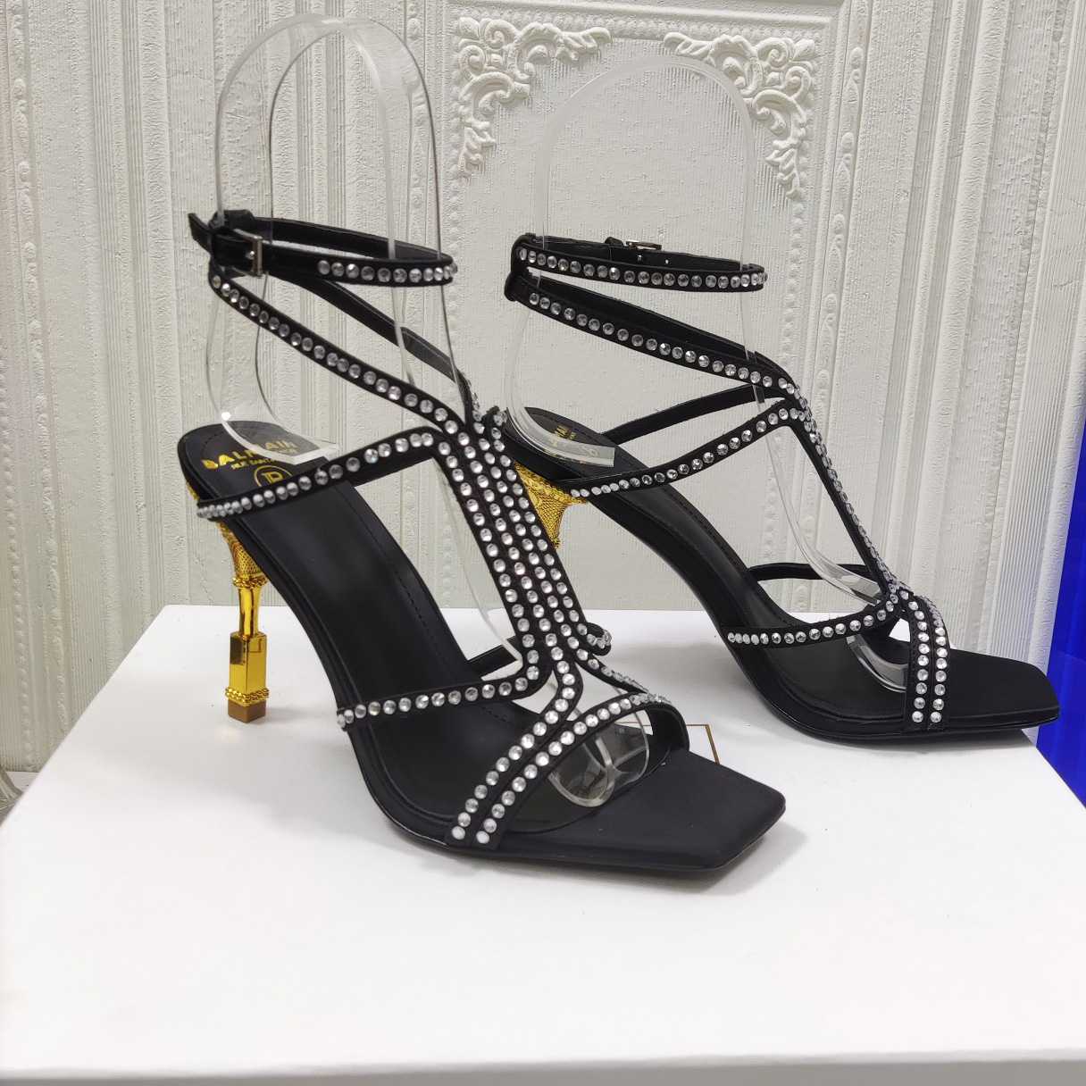 Balmain Moneta 95mm Crystal-embellished Sandals - FashionPlug