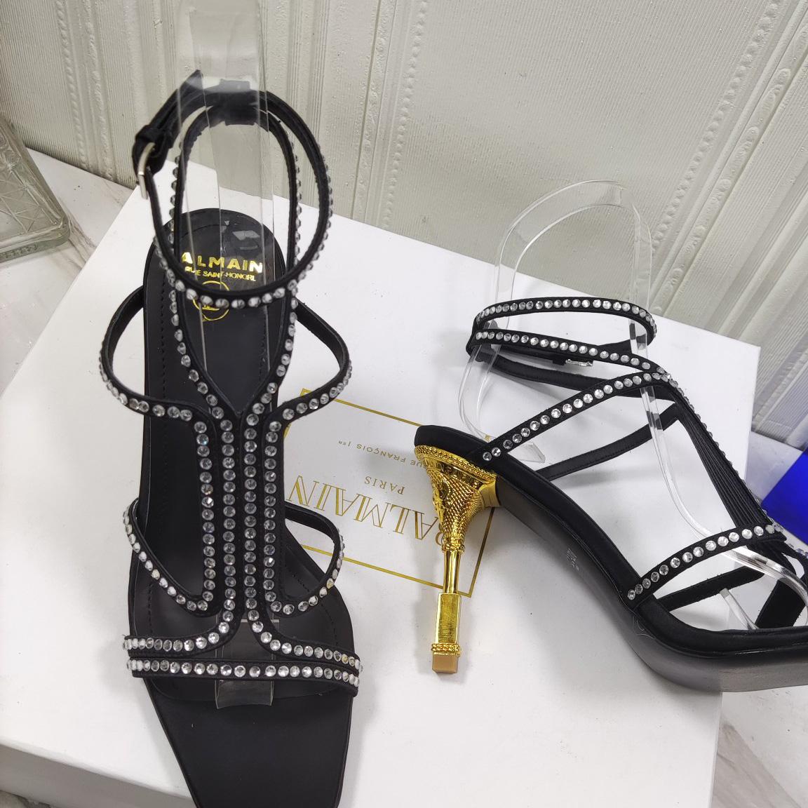 Balmain Moneta 95mm Crystal-embellished Sandals - FashionPlug