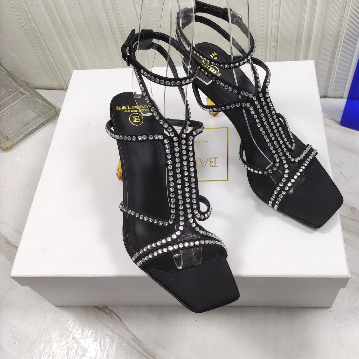 Balmain Moneta 95mm Crystal-embellished Sandals - FashionPlug