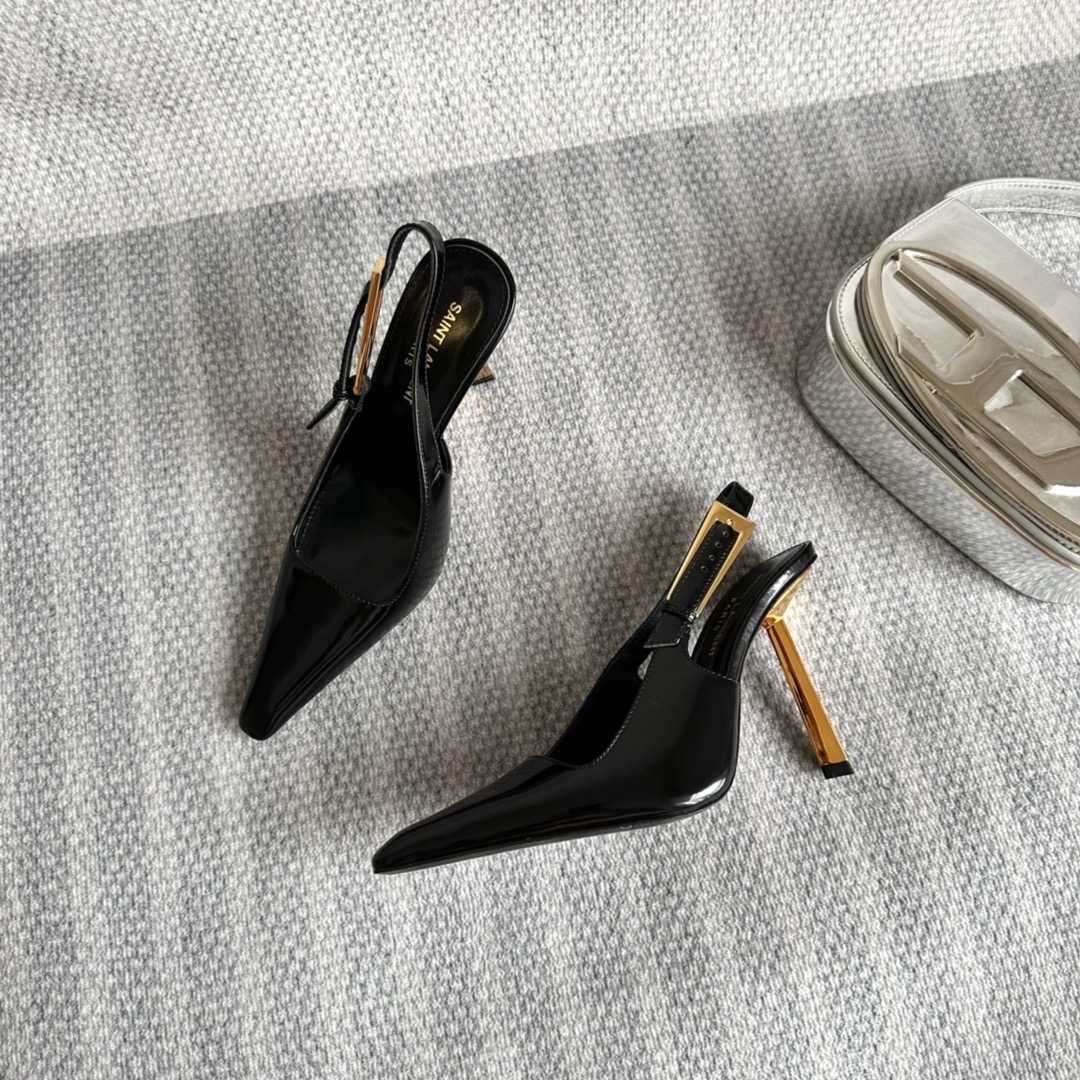 Saint Laurent Lee Slingback Pumps In Glazed Leather - FashionPlug