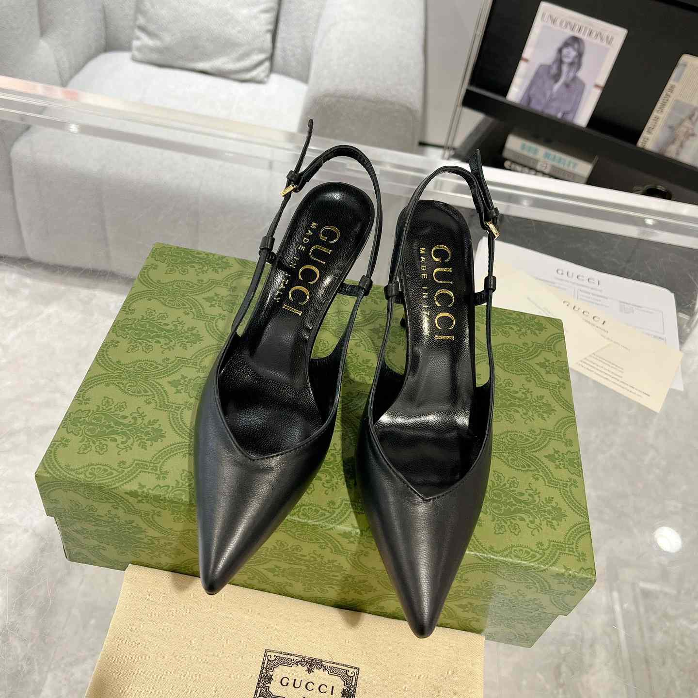 Gucci Women's Slingback Heeled Pump - FashionPlug
