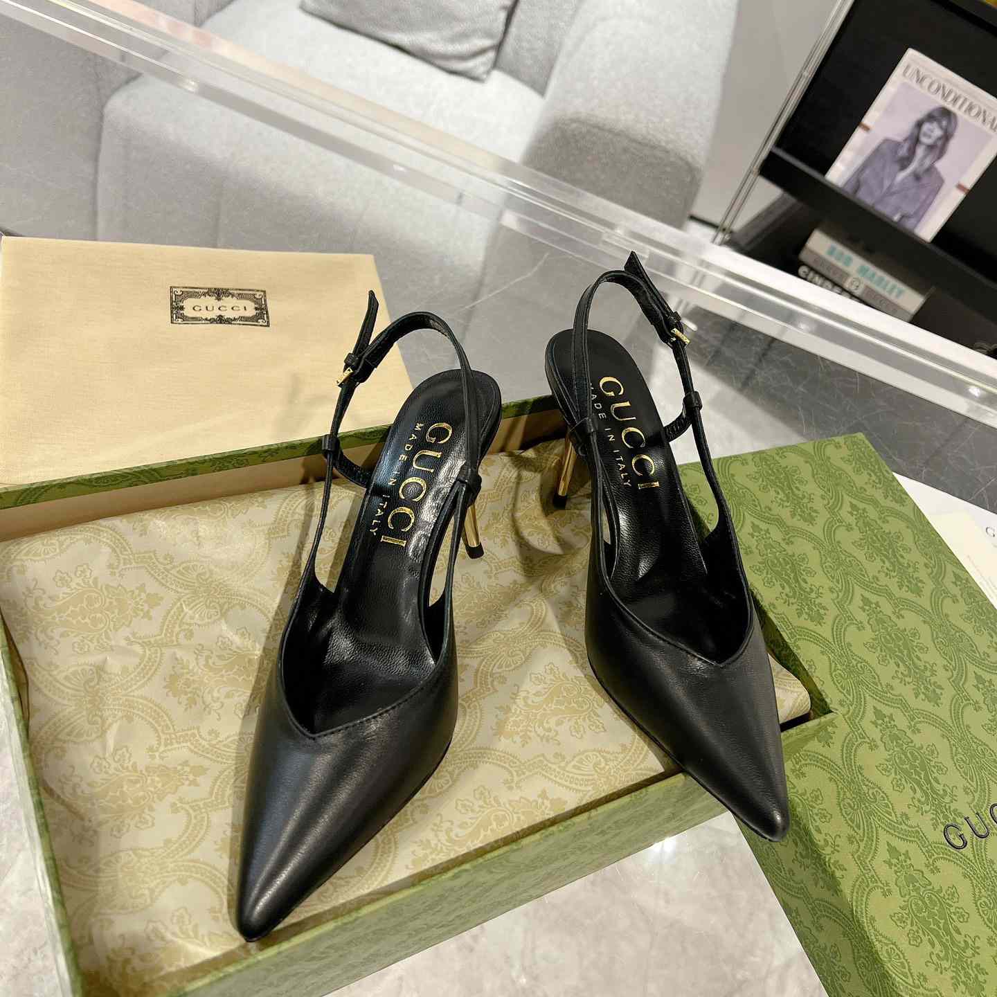 Gucci Women's Slingback Heeled Pump - FashionPlug