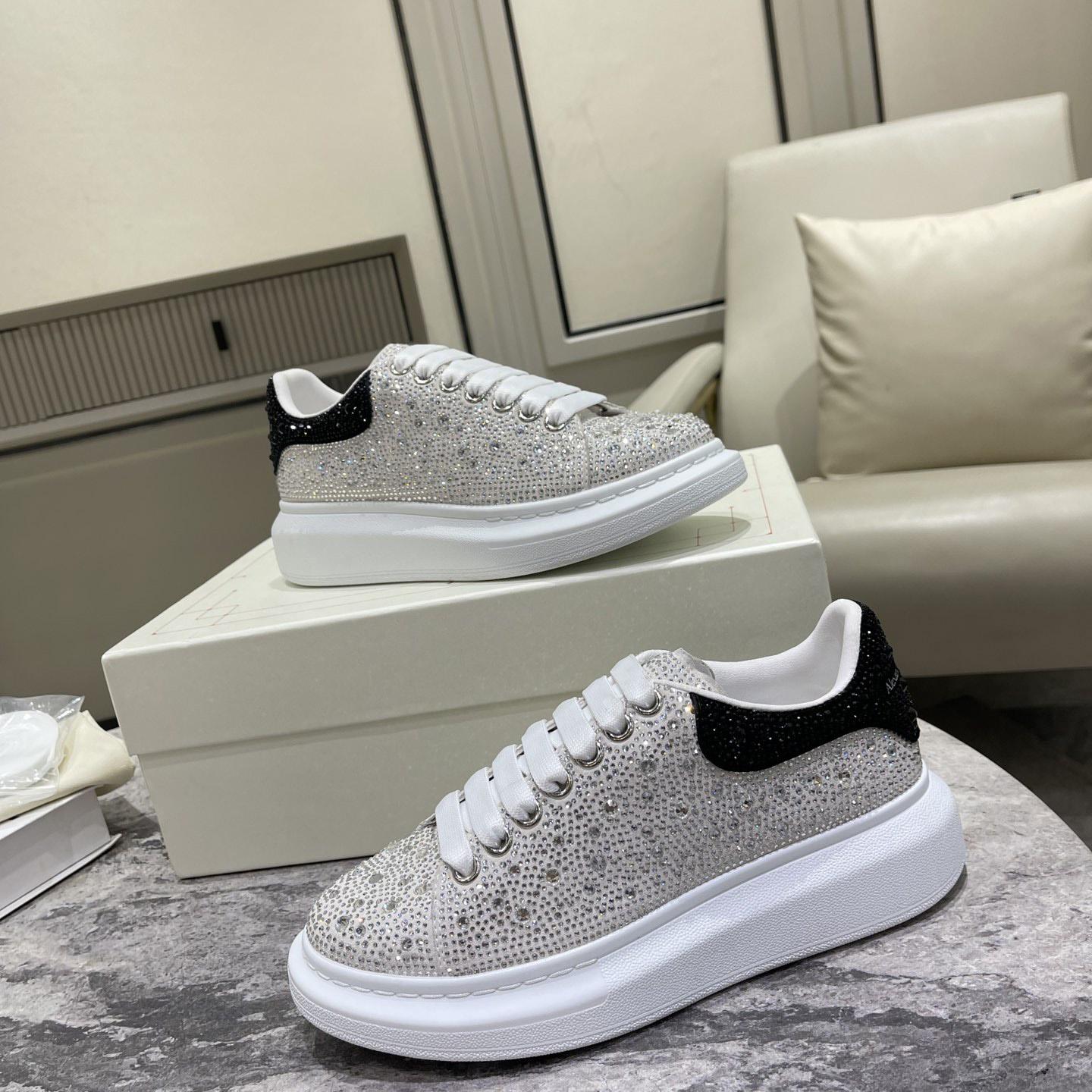 Alexander Mqueen Crystal-embellished Oversized Sneaker In White/Black - FashionPlug