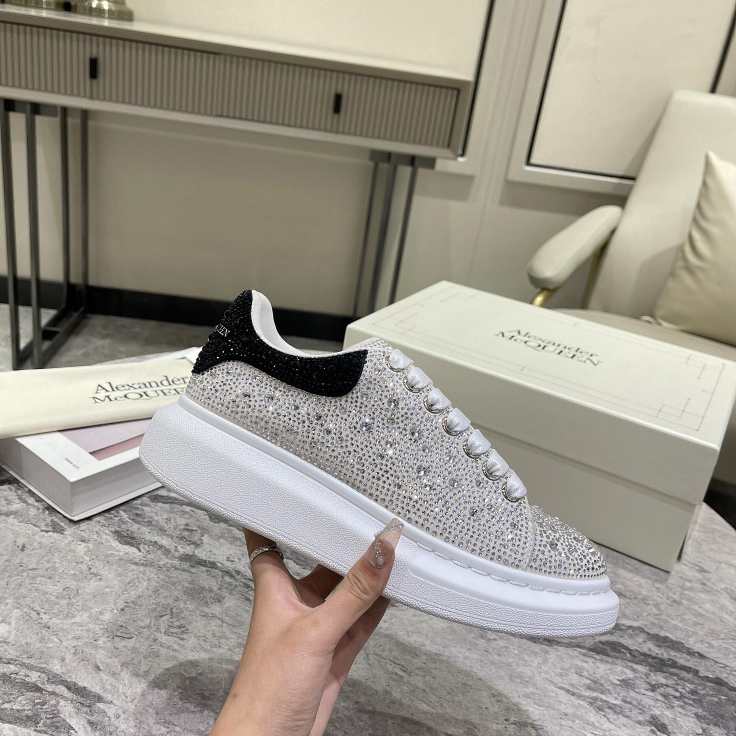 Alexander Mqueen Crystal-embellished Oversized Sneaker In White/Black - FashionPlug