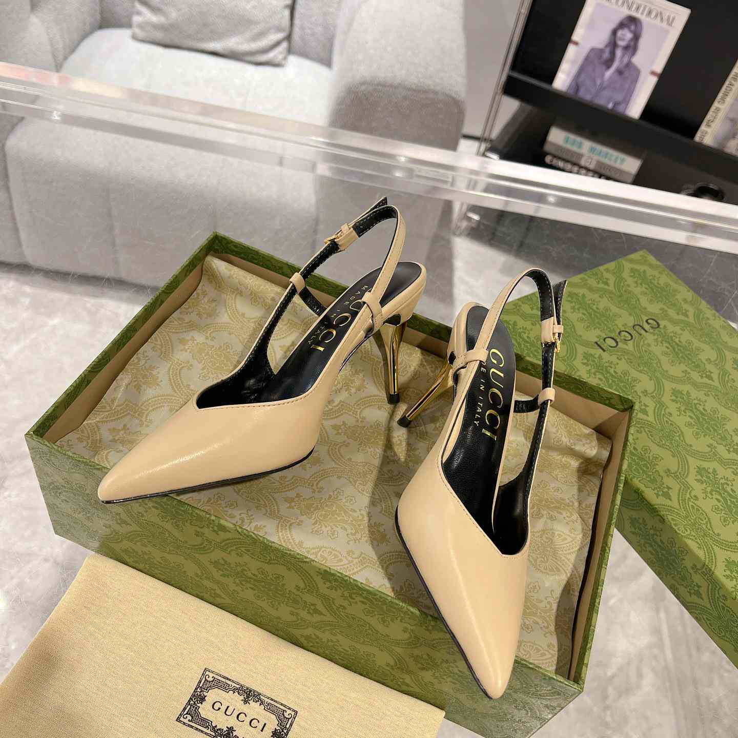 Gucci Women's Slingback Heeled Pump - FashionPlug