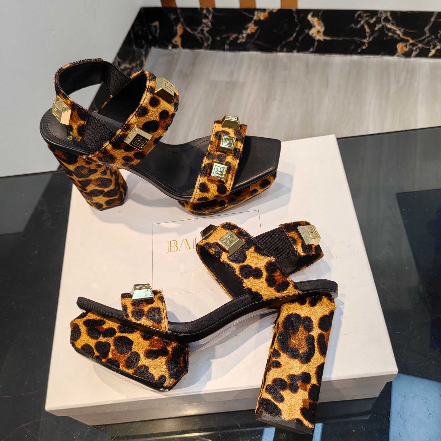 Balmain Ava Leopard-print Platform Sandals - FashionPlug