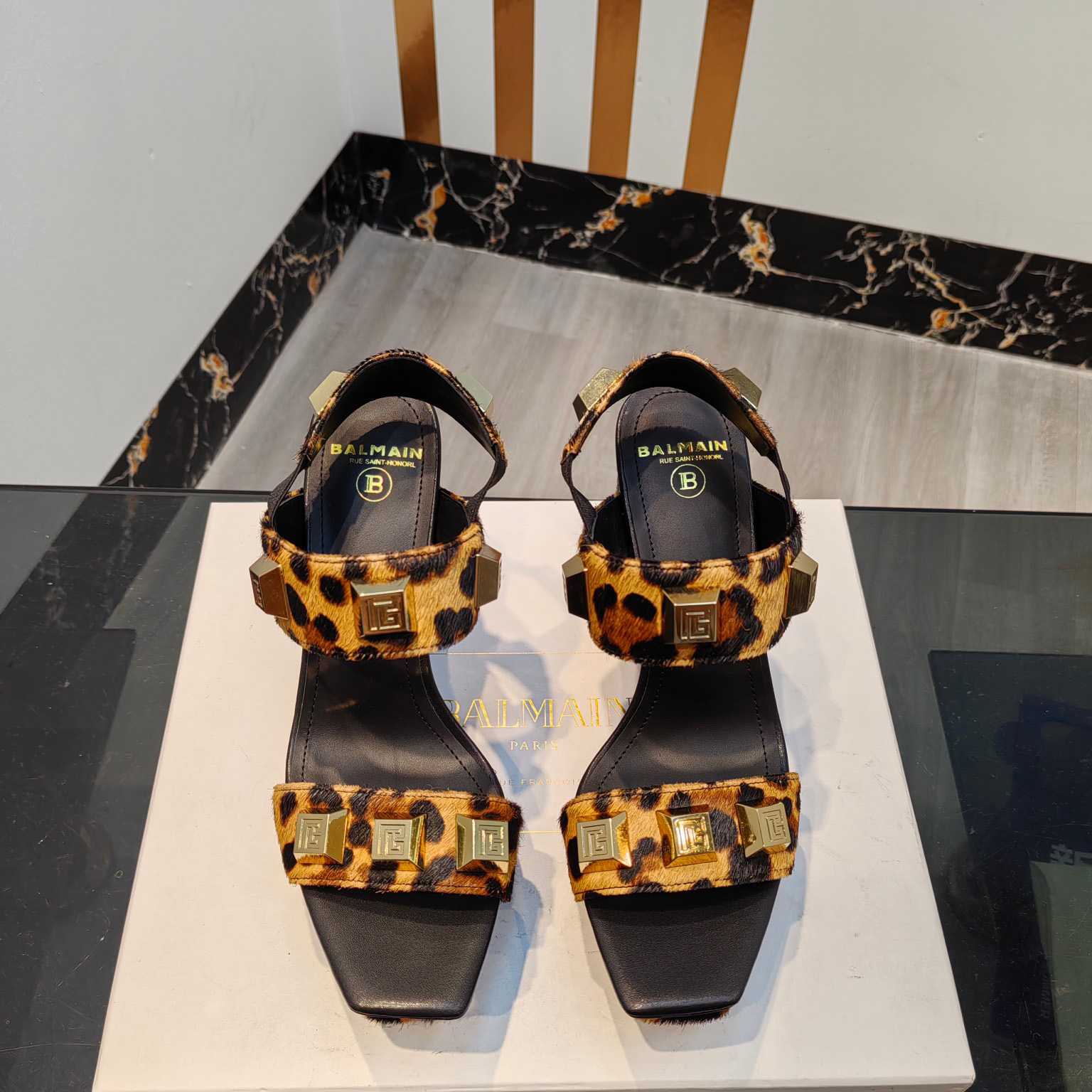 Balmain Ava Leopard-print Platform Sandals - FashionPlug