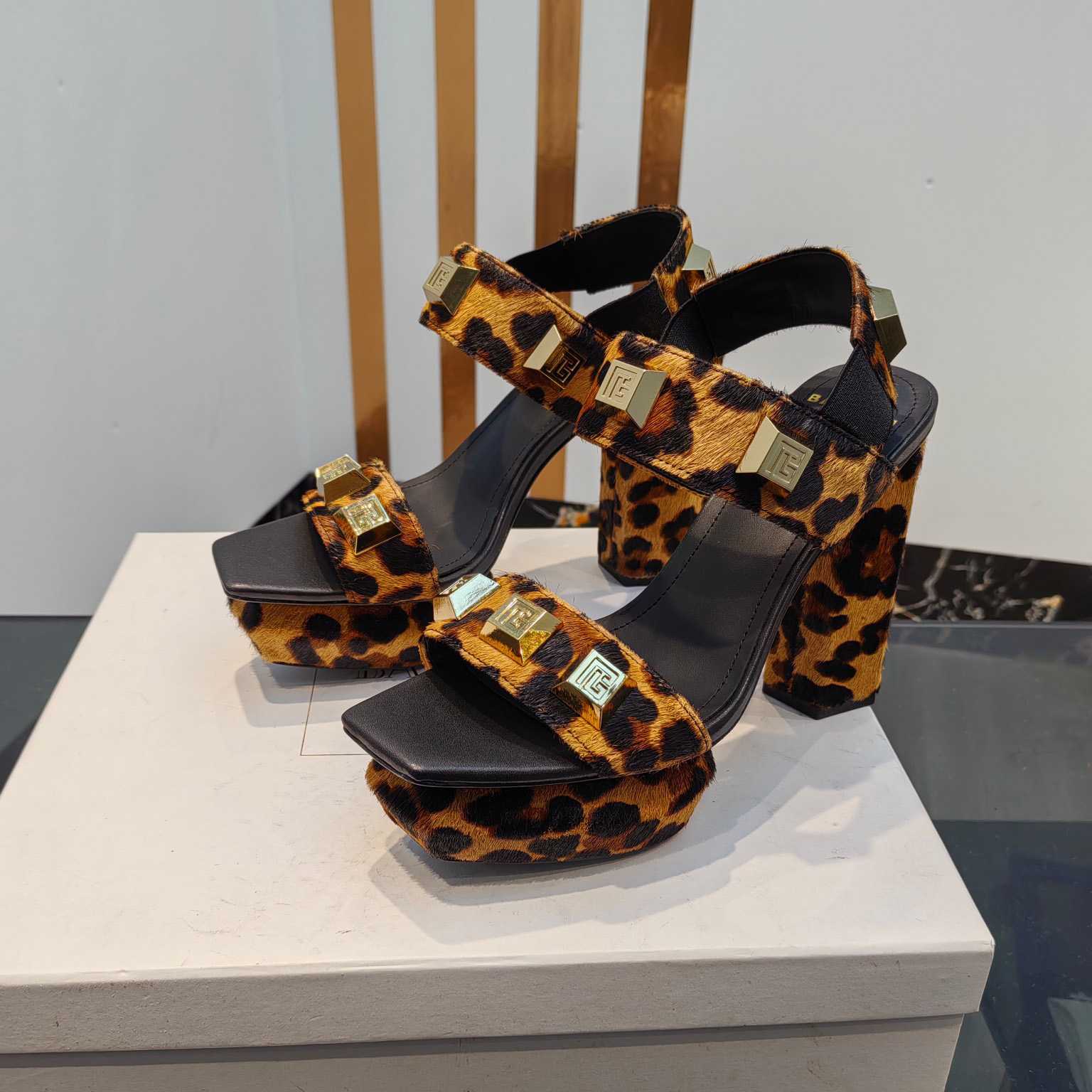 Balmain Ava Leopard-print Platform Sandals - FashionPlug