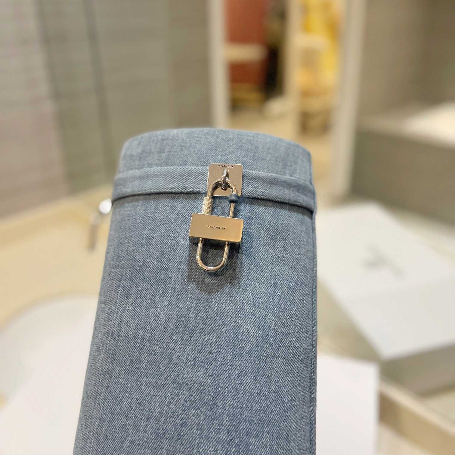 Givenchy Shark Lock Boots In Washed Denim - FashionPlug
