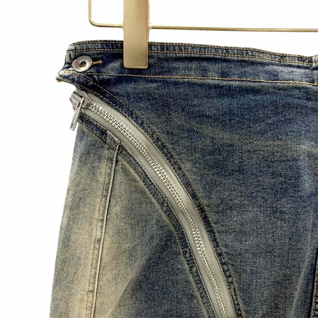 Rick Owens Dégradé denim mini skirt - FashionPlug
