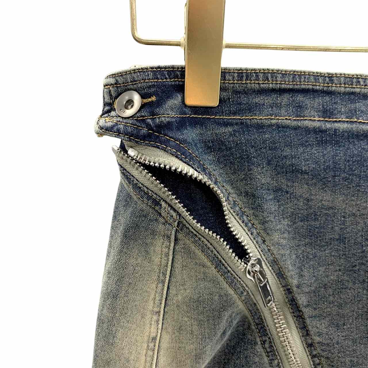 Rick Owens Dégradé denim mini skirt - FashionPlug